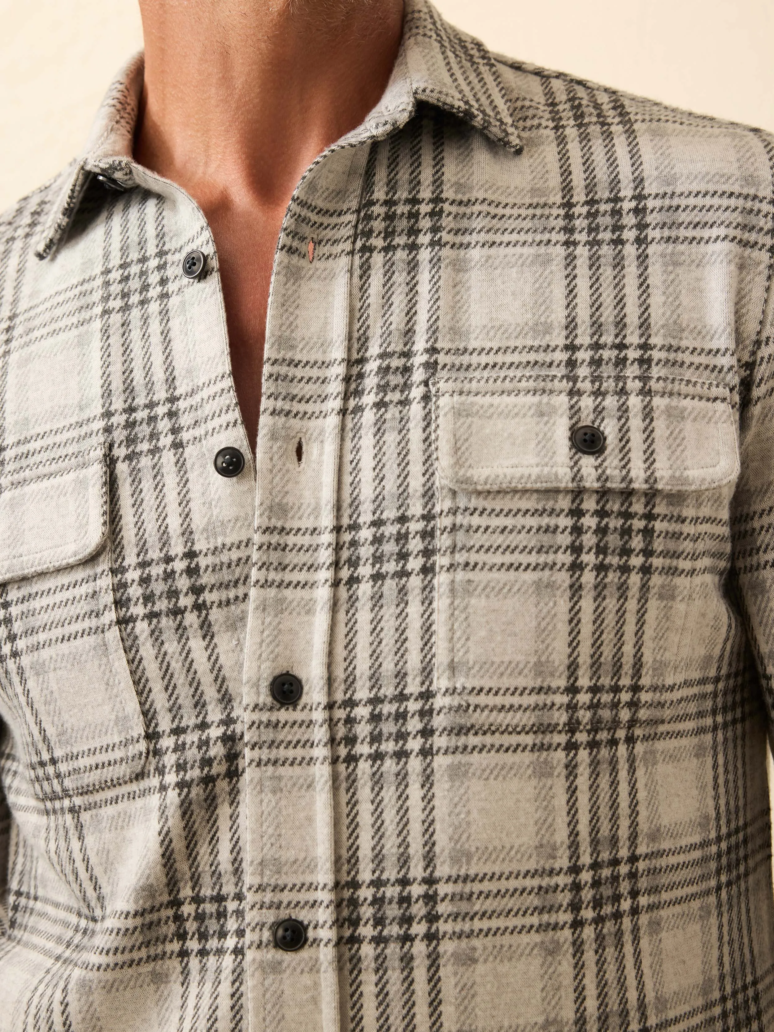 Legend™ Sweater Shirt - Charcoal Cream Plaid sold by Faherty product image thumbnail 4