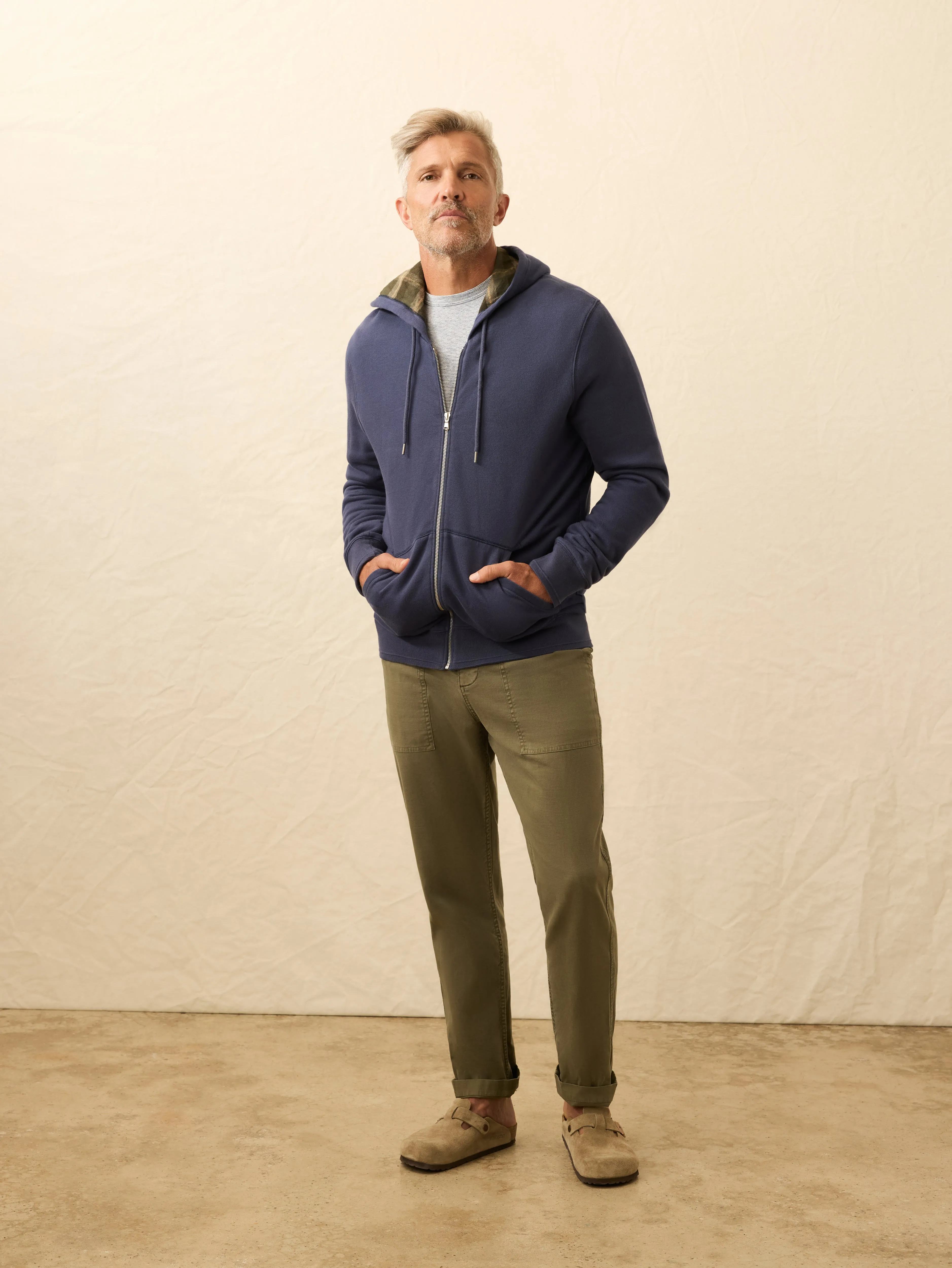 Flannel Lined Full Zip Hoodie - Dark Ocean sold by Faherty product image thumbnail 2