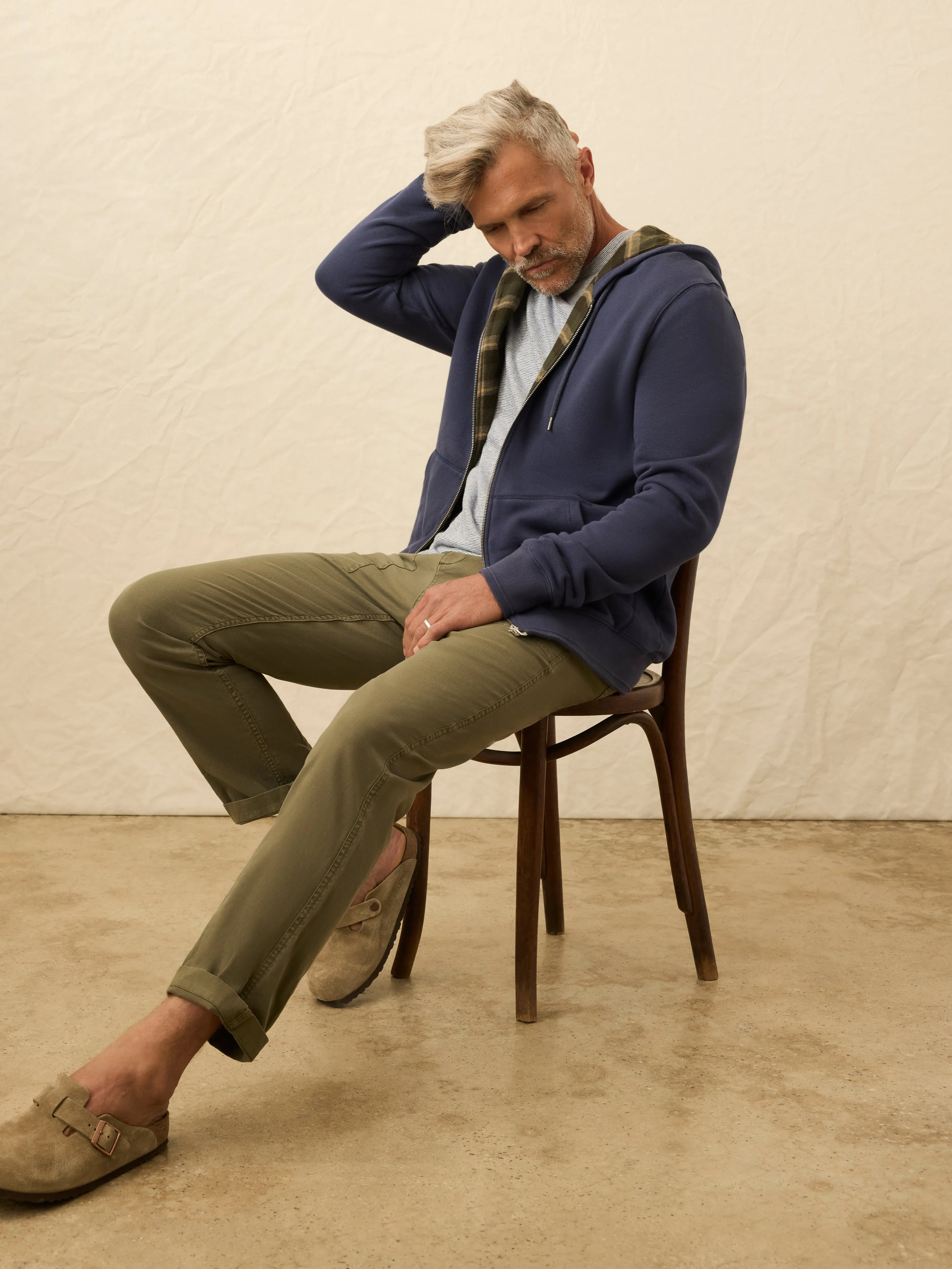 Flannel Lined Full Zip Hoodie - Dark Ocean sold by Faherty product image thumbnail 4