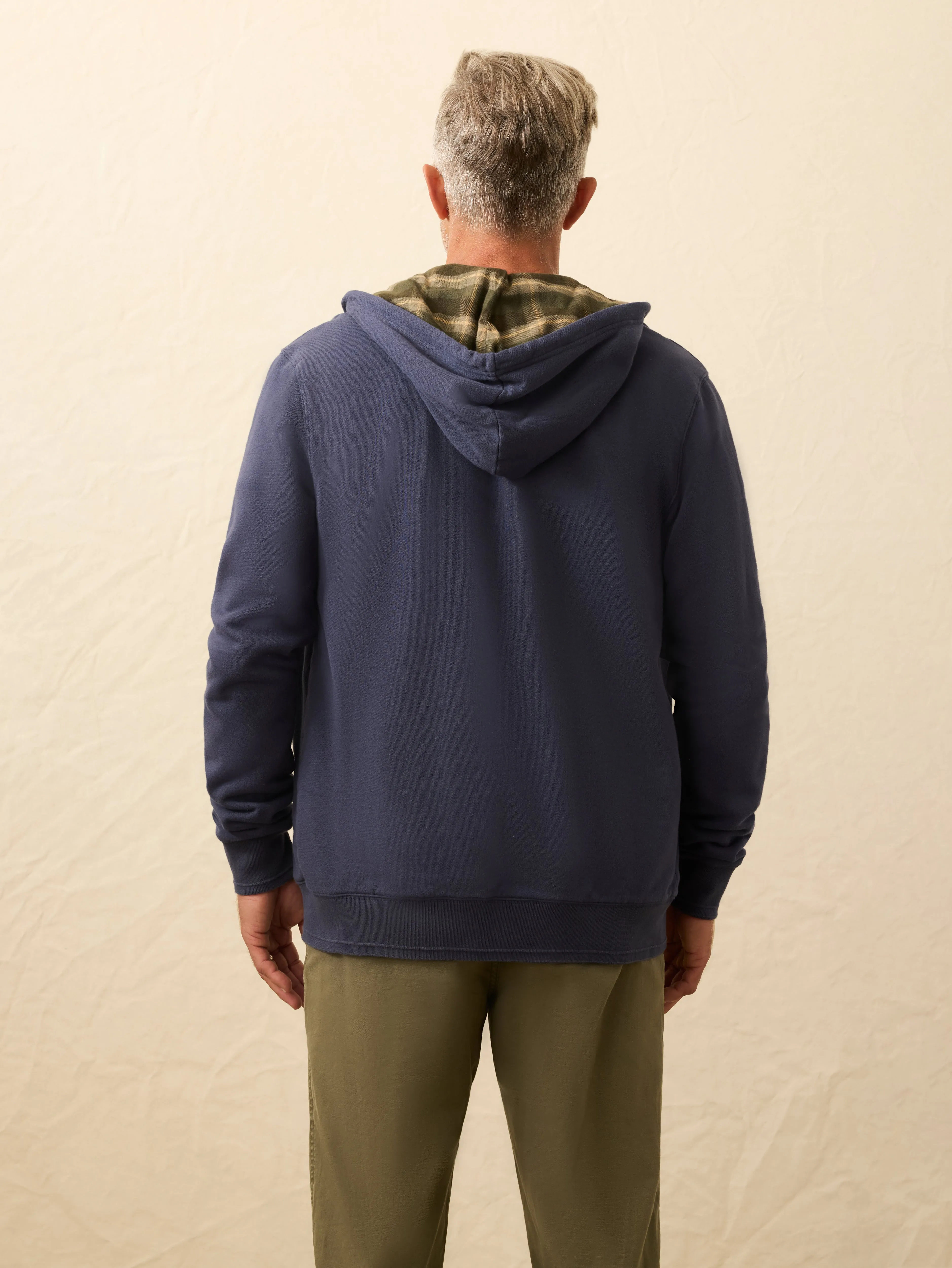 Flannel Lined Full Zip Hoodie - Dark Ocean sold by Faherty product image thumbnail 5