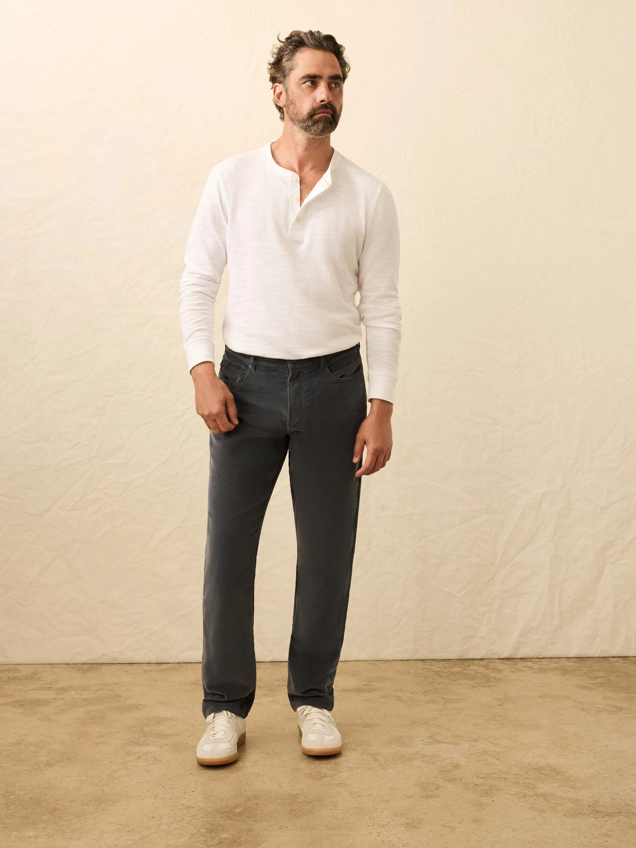 Stretch Terry Corduroy 5-Pocket Pant - Steel River sold by Faherty product image thumbnail 4