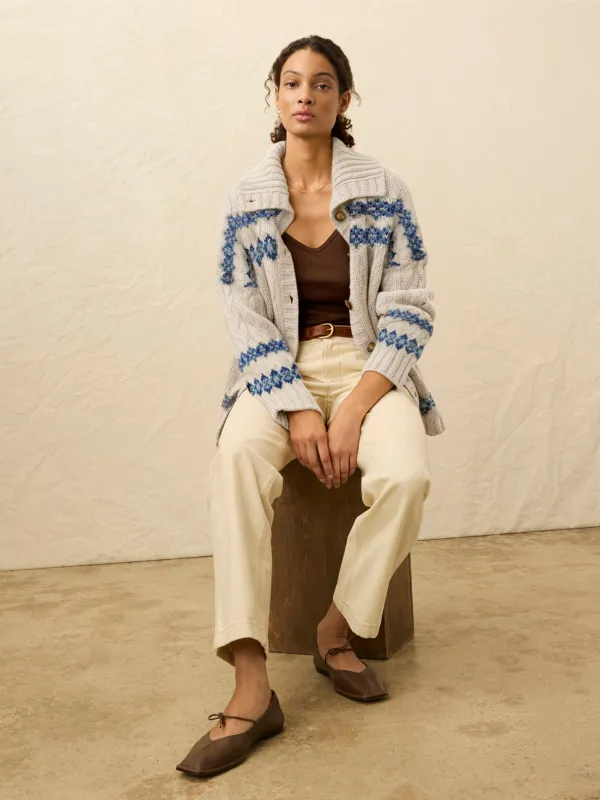 Highland Fairisle Cardigan - Lakeside Fairisle Snow sold by Faherty