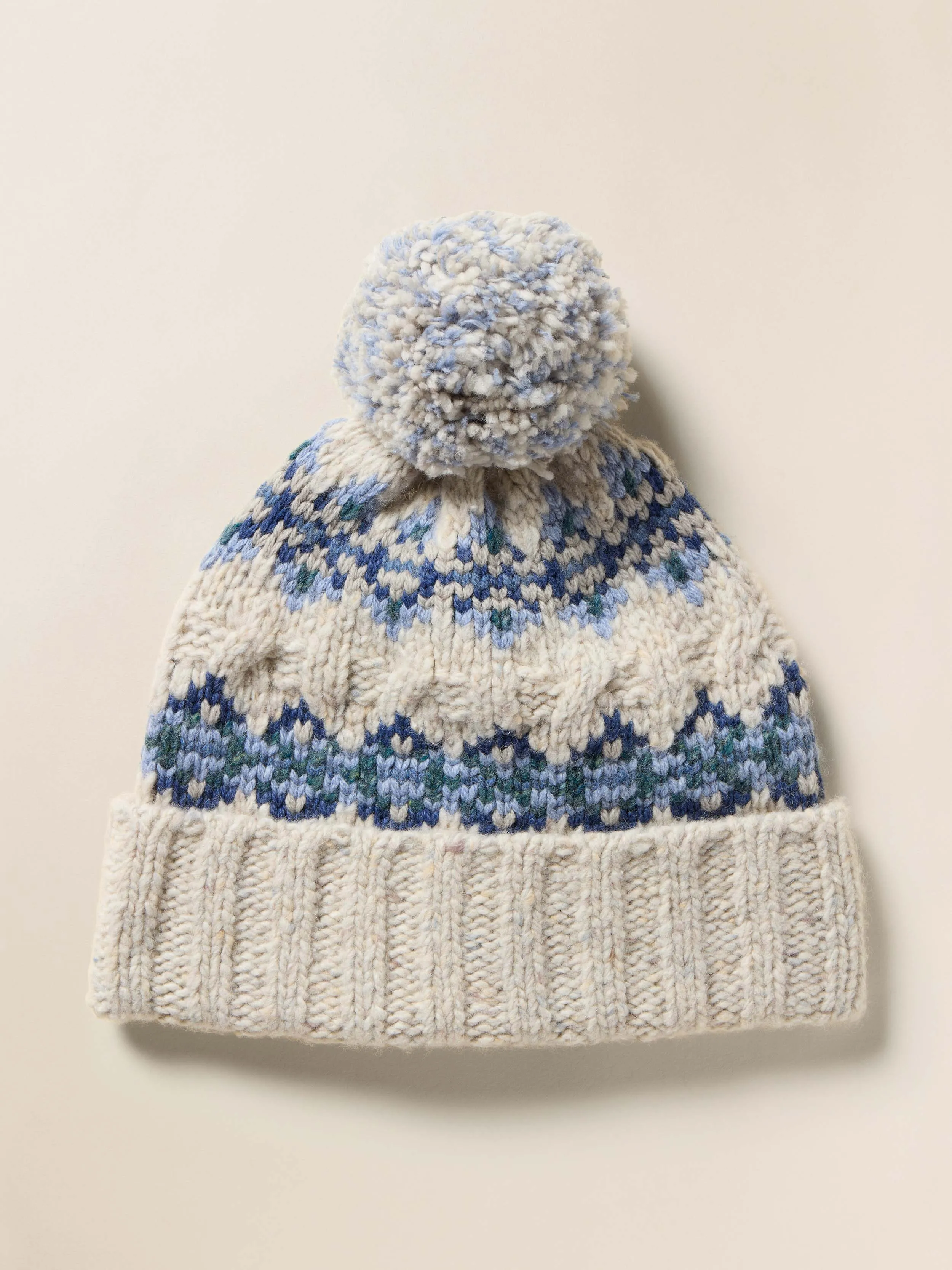 Highland Fairisle Pom Beanie - Snow sold by Faherty