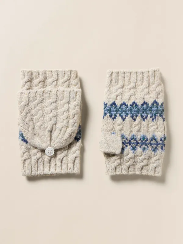 Highland Fairisle Pop Top Mitten - Snow sold by Faherty