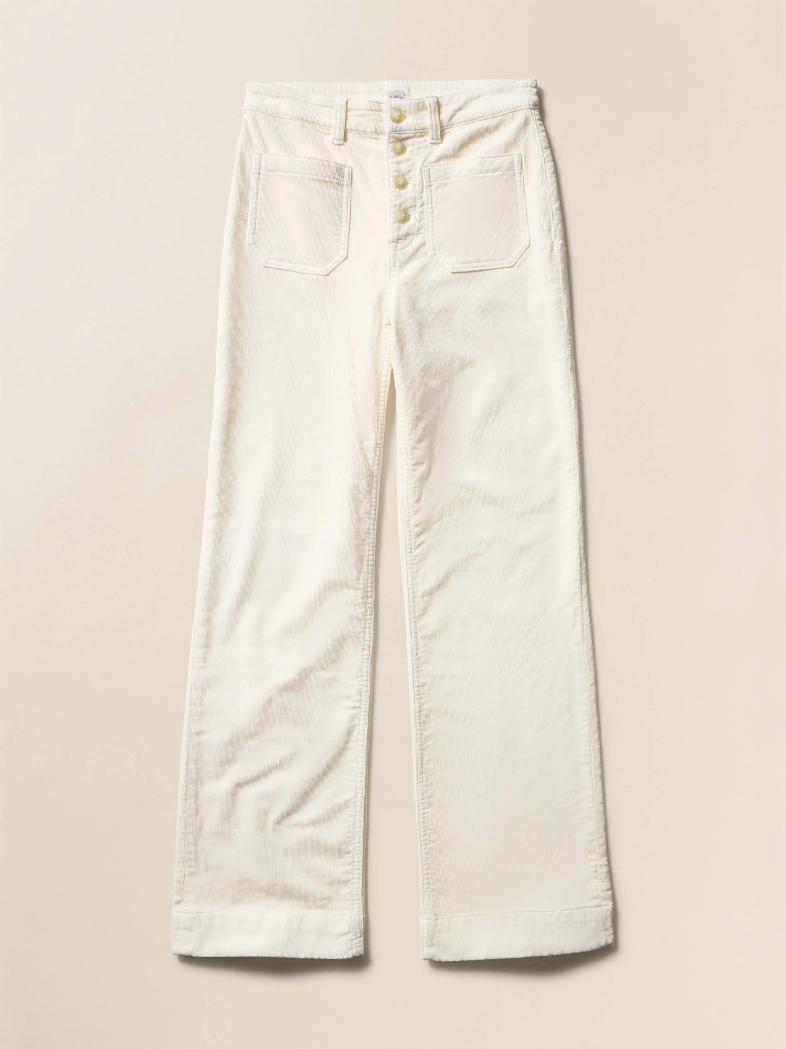 Stretch Terry Cord Patch Pocket Pant - Egret sold by Faherty