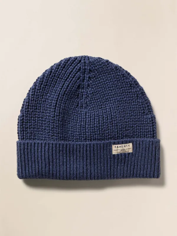 Heirloom Cotton Beanie - Navy sold by Faherty