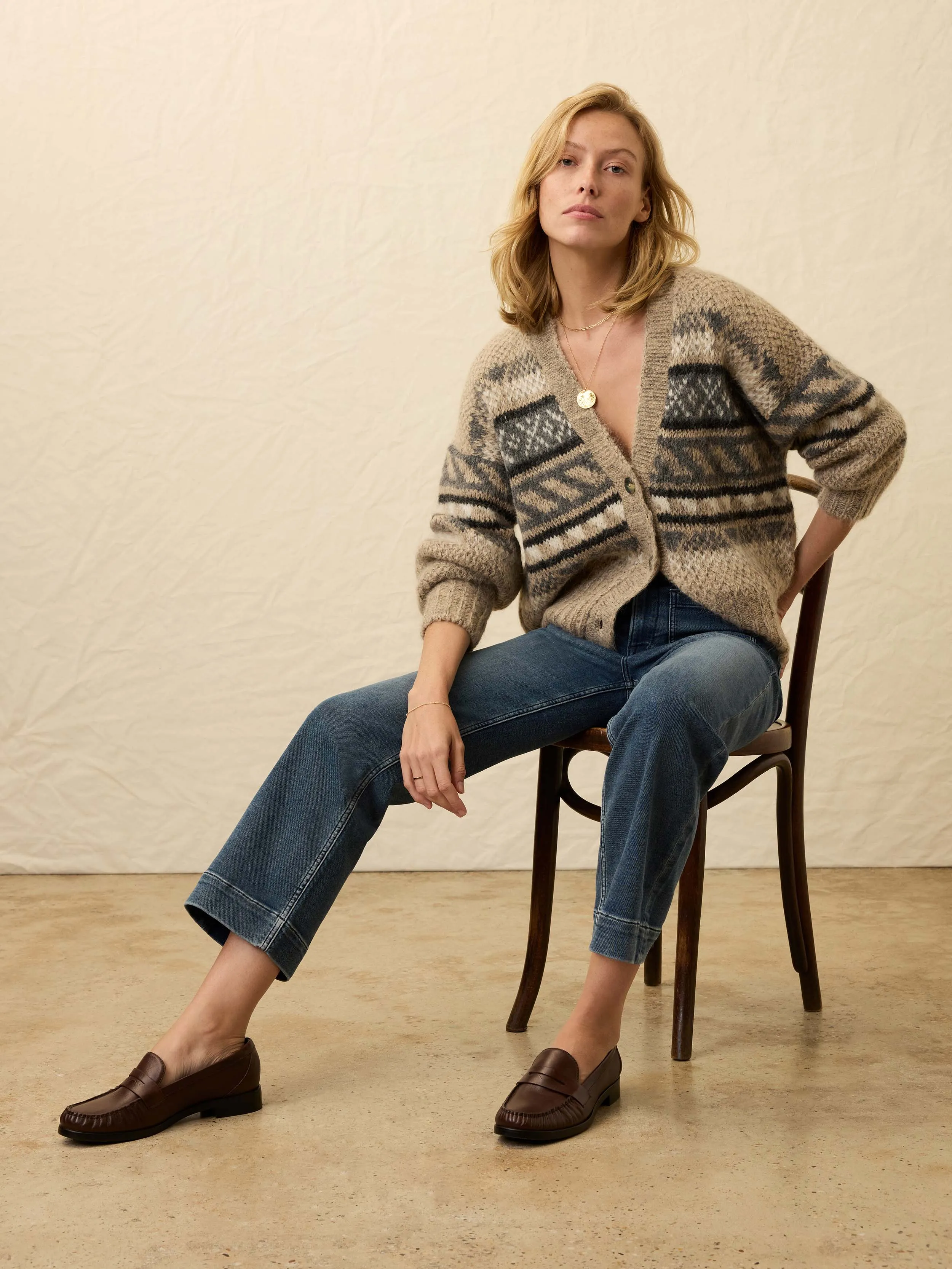 Snow Ridge Fairisle Cardigan - Cabin Heather sold by Faherty product image thumbnail 3