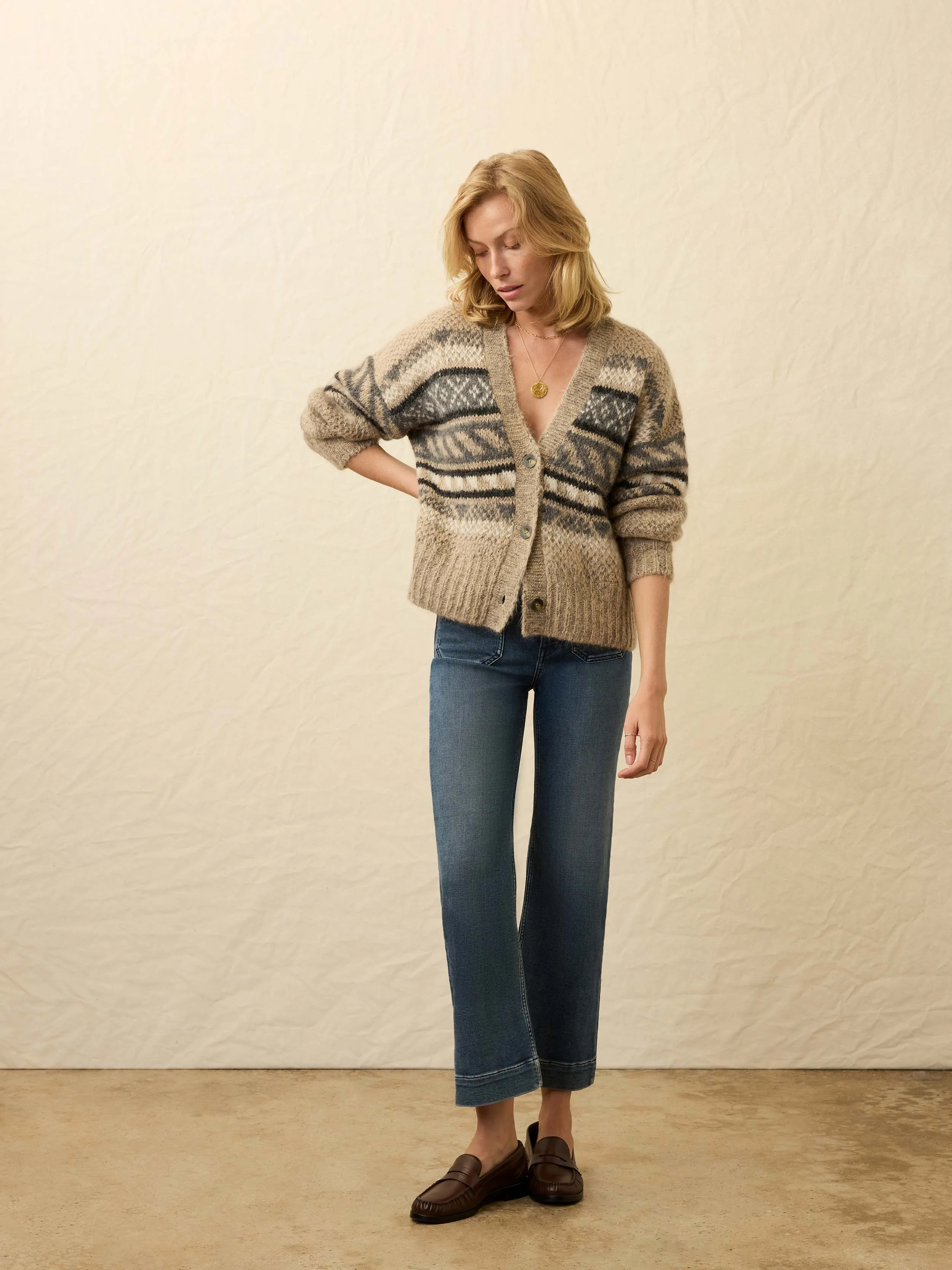 Snow Ridge Fairisle Cardigan - Cabin Heather sold by Faherty product image thumbnail 4