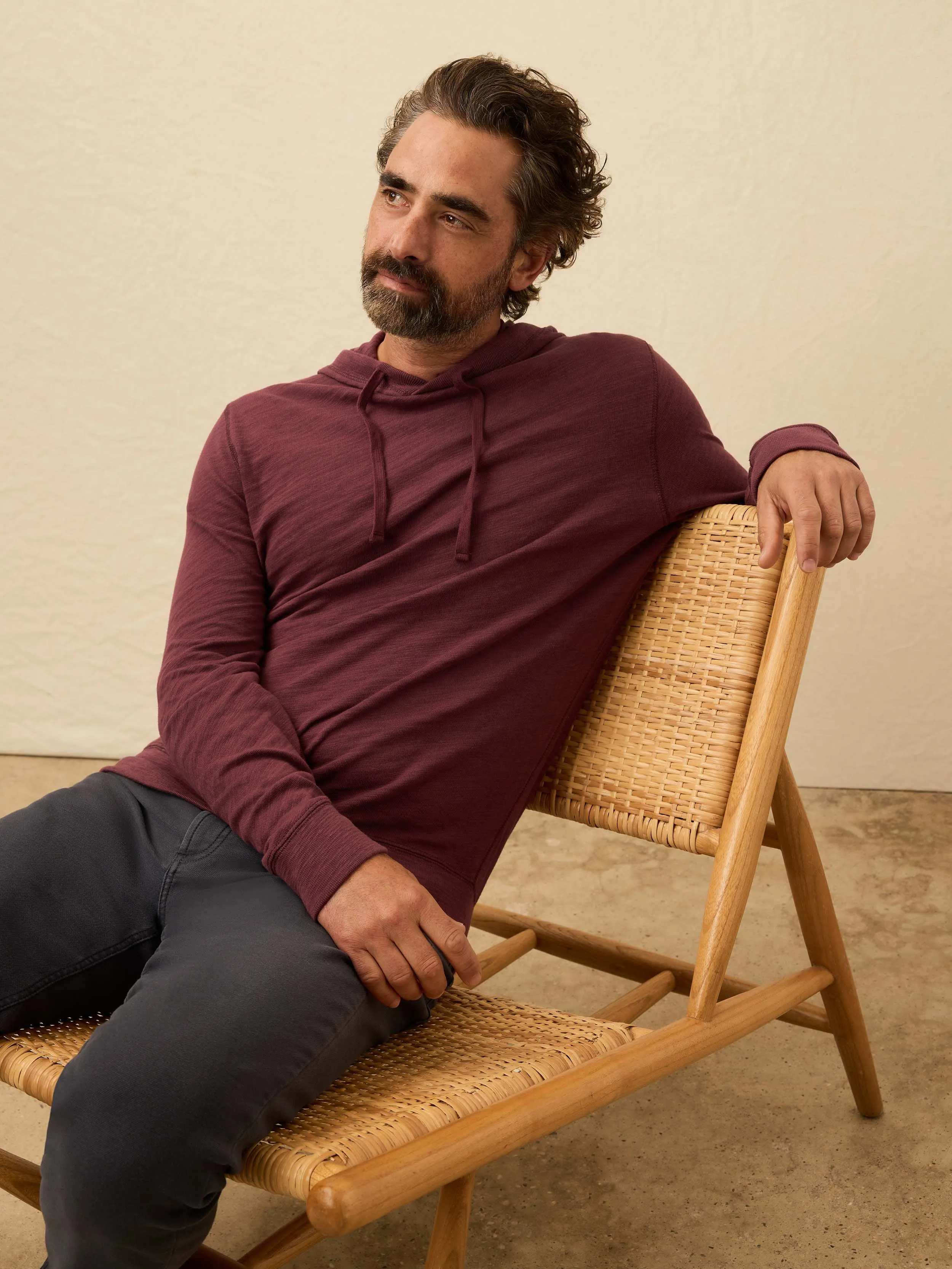 Sunwashed Midweight Organic Hoodie - Mahogany sold by Faherty product image thumbnail 2