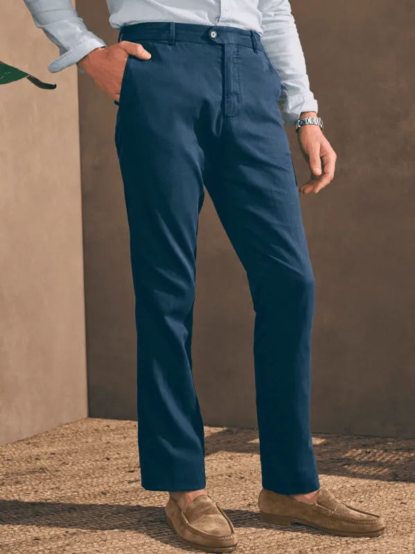 Reserve All Season Linen Trouser - Deep Sea Navy sold by Faherty