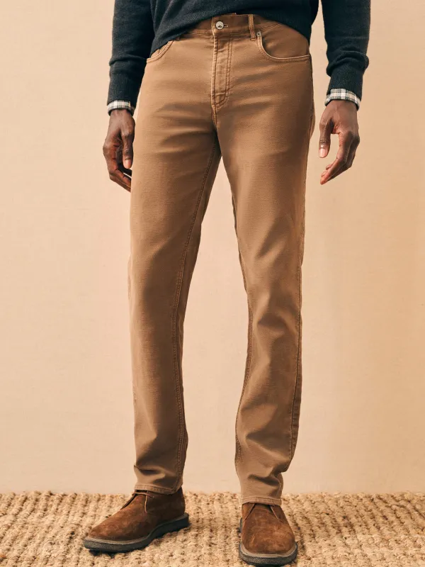 Stretch Terry 5-Pocket Pant (34" Inseam) - Bark Brown sold by Faherty