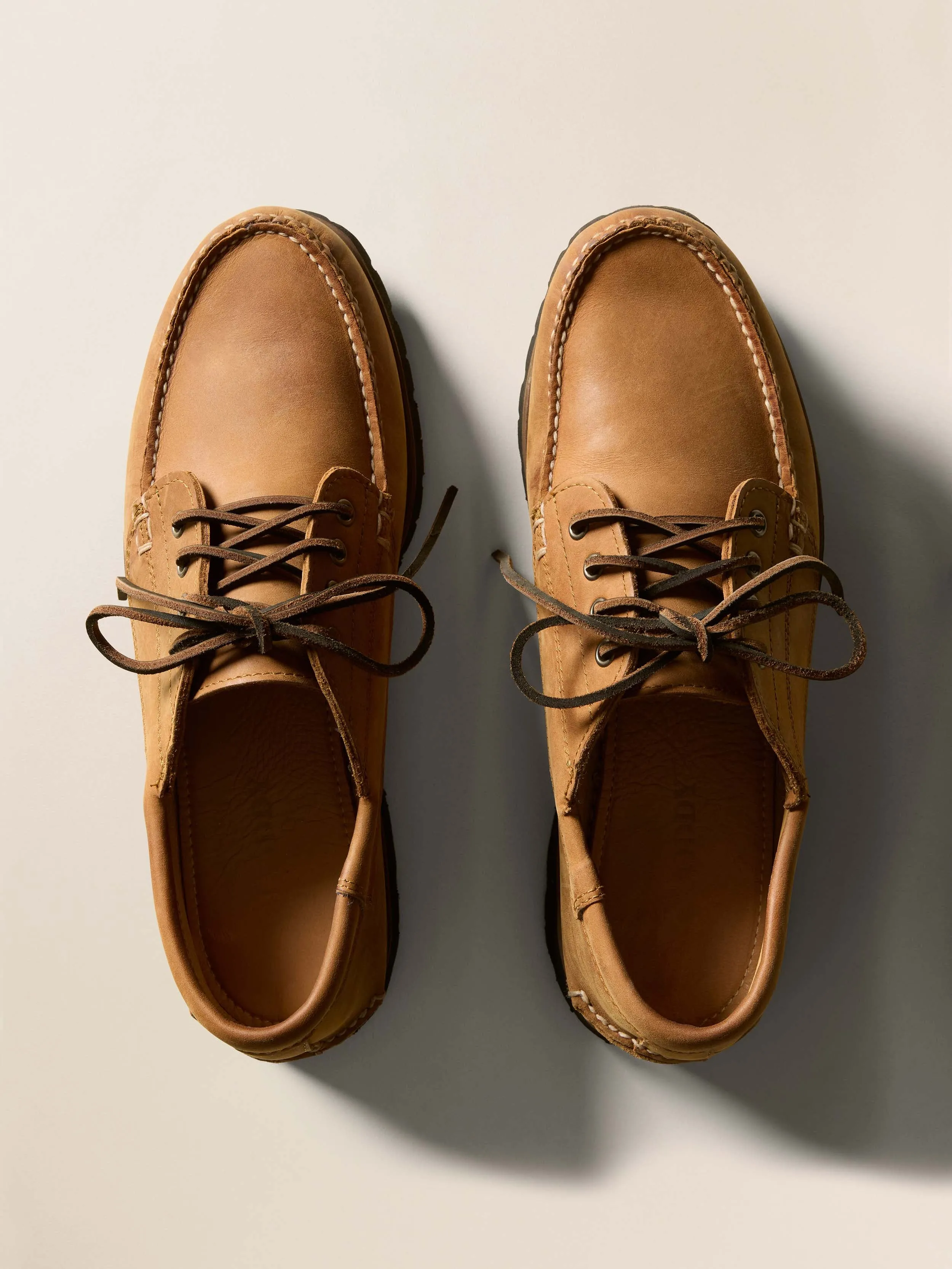 Quoddy Maliseet - Whiskey Black Mini Lug sold by Faherty