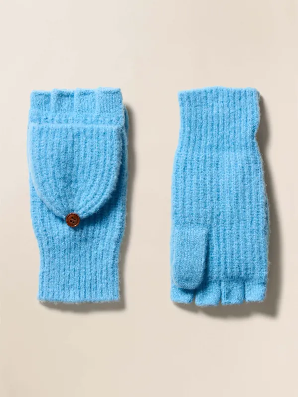 Alpine Cozy Pop Top Mitten - Lake Blue sold by Faherty