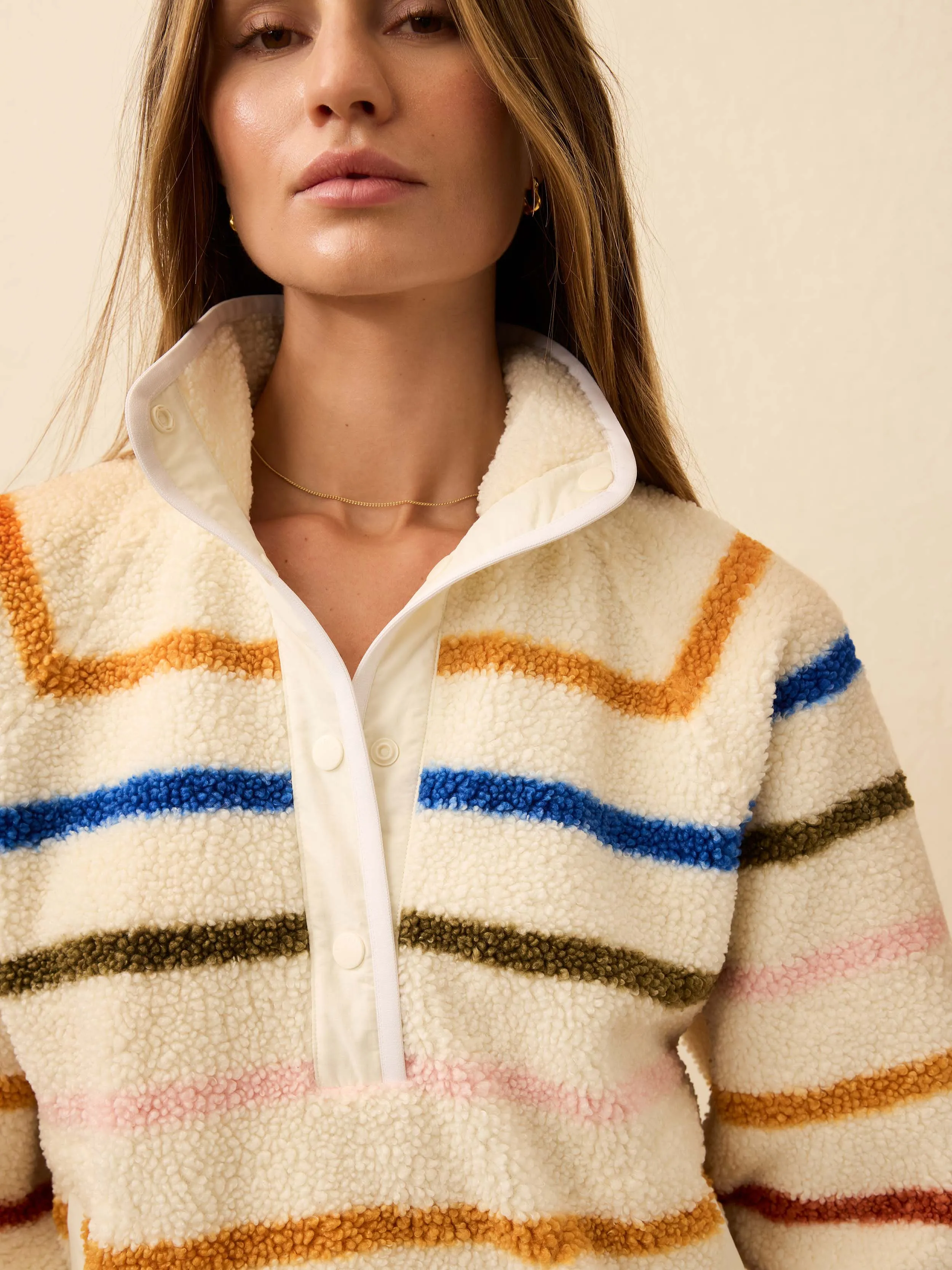 Fireside Fleece Popover - Dream Fleece Stripe sold by Faherty product image thumbnail 4