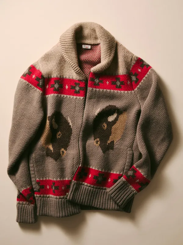 Steven Paul Judd Buffalo Zip Cardigan - Brown Winter Prairie sold by Faherty