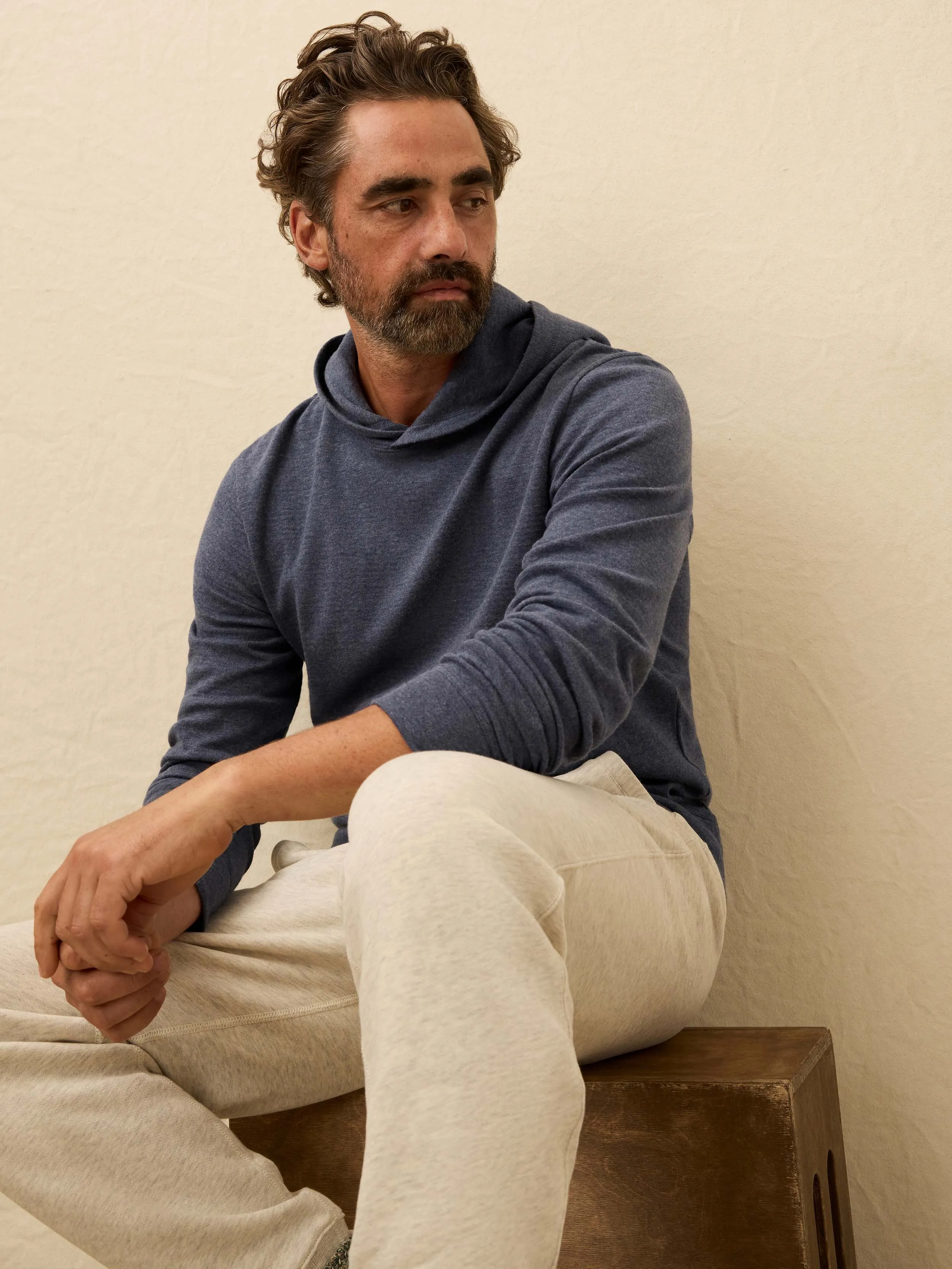 Aspen Lounge Cashmere Hoodie - Night Ocean Melange sold by Faherty product image thumbnail 5