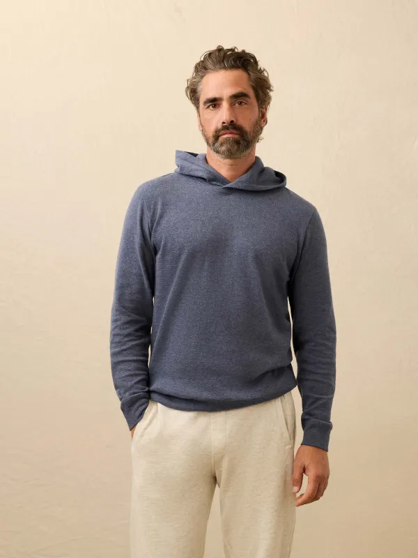 Aspen Lounge Cashmere Hoodie - Night Ocean Melange sold by Faherty
