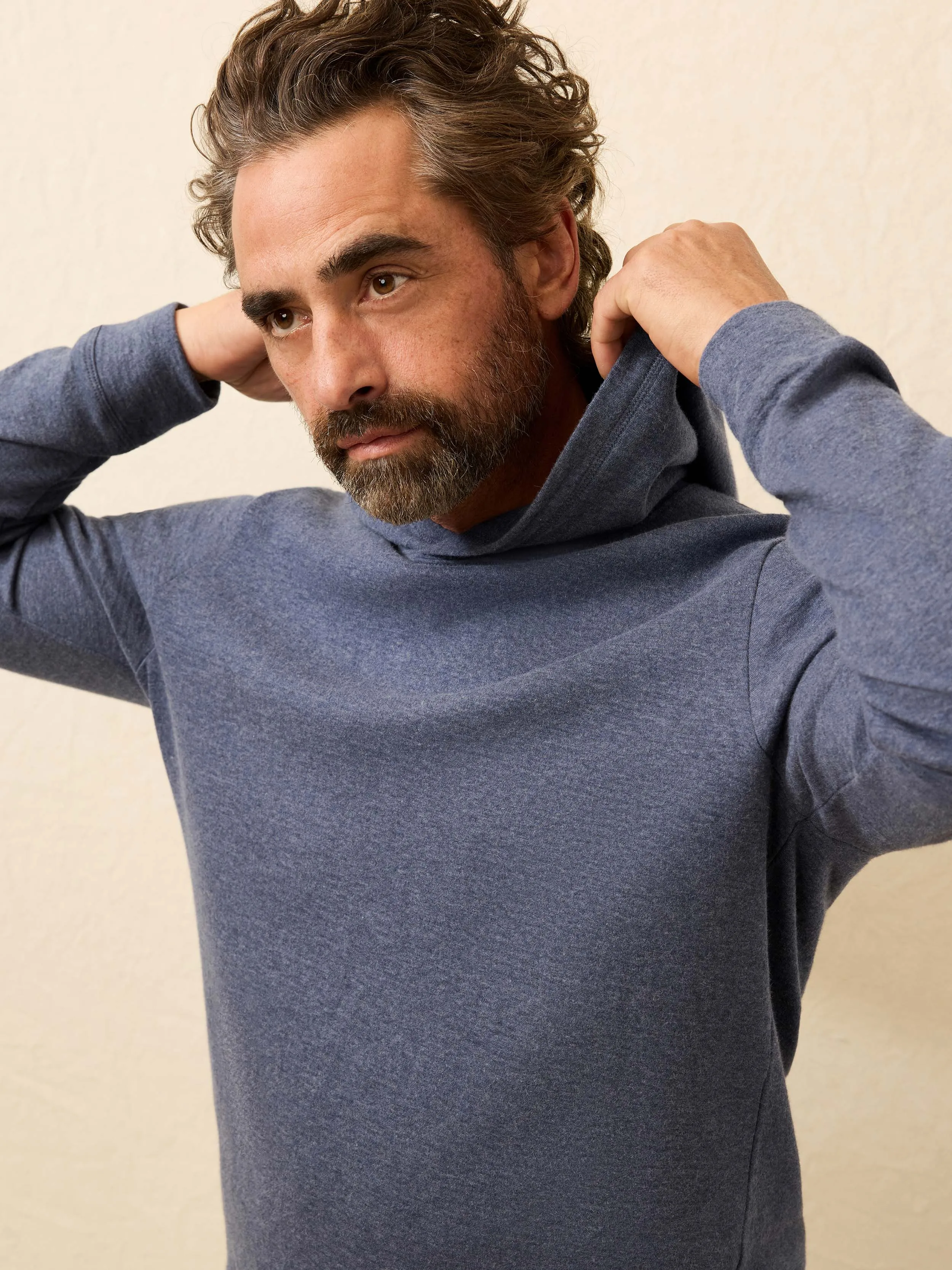 Aspen Lounge Cashmere Hoodie - Night Ocean Melange sold by Faherty product image thumbnail 2