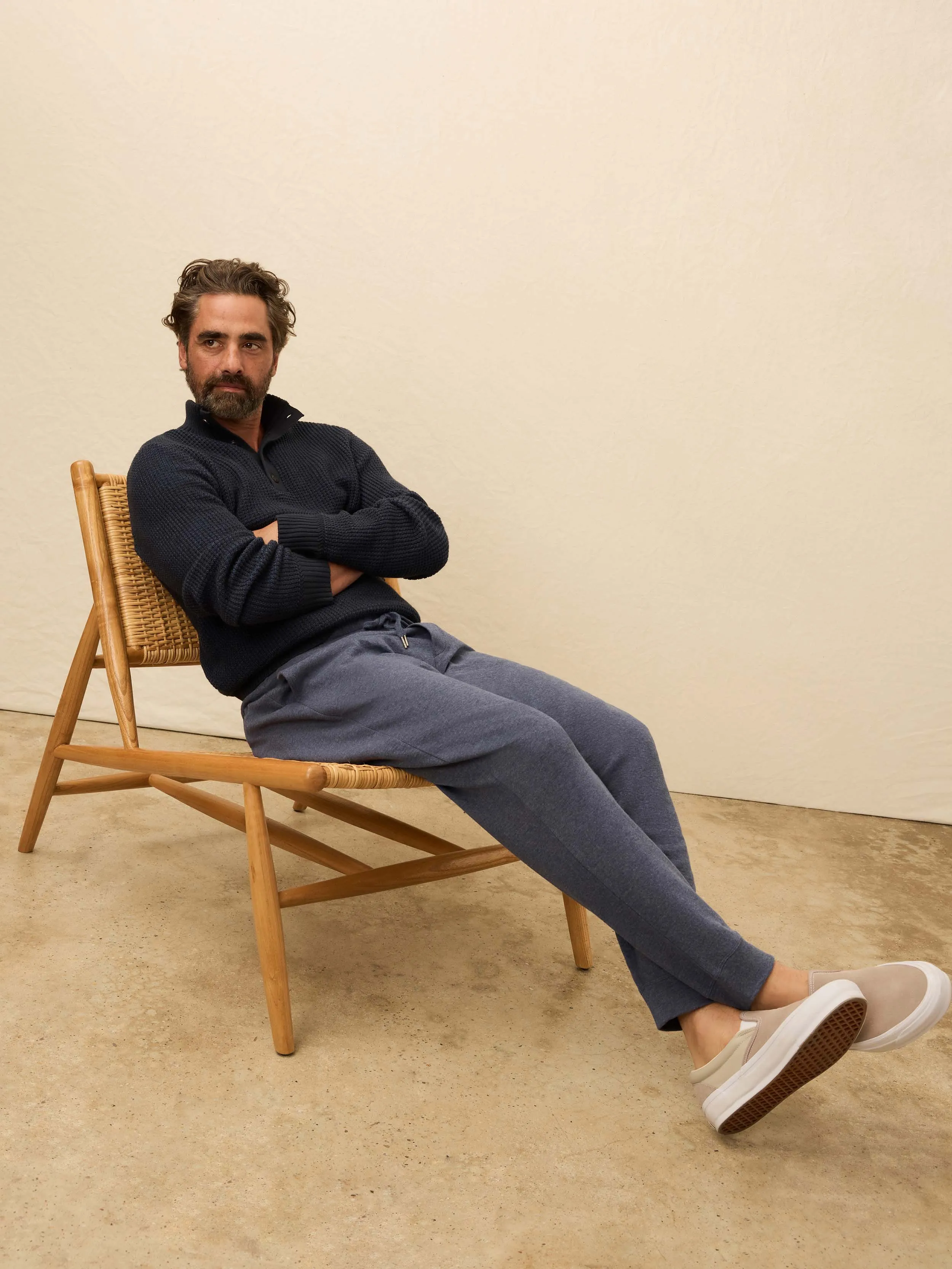 Aspen Lounge Cashmere Sweatpant - Night Ocean Melange sold by Faherty