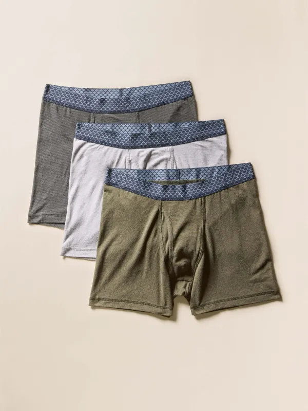 Boxer Brief - 3 Pack - Black Grey Olive sold by Faherty