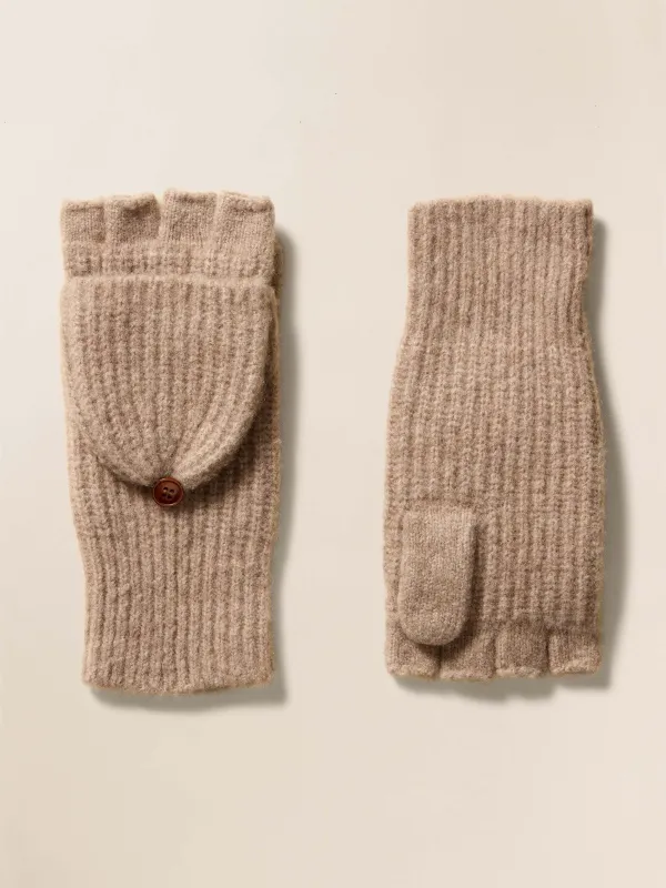 Alpine Cozy Pop Top Mitten - Toffee sold by Faherty