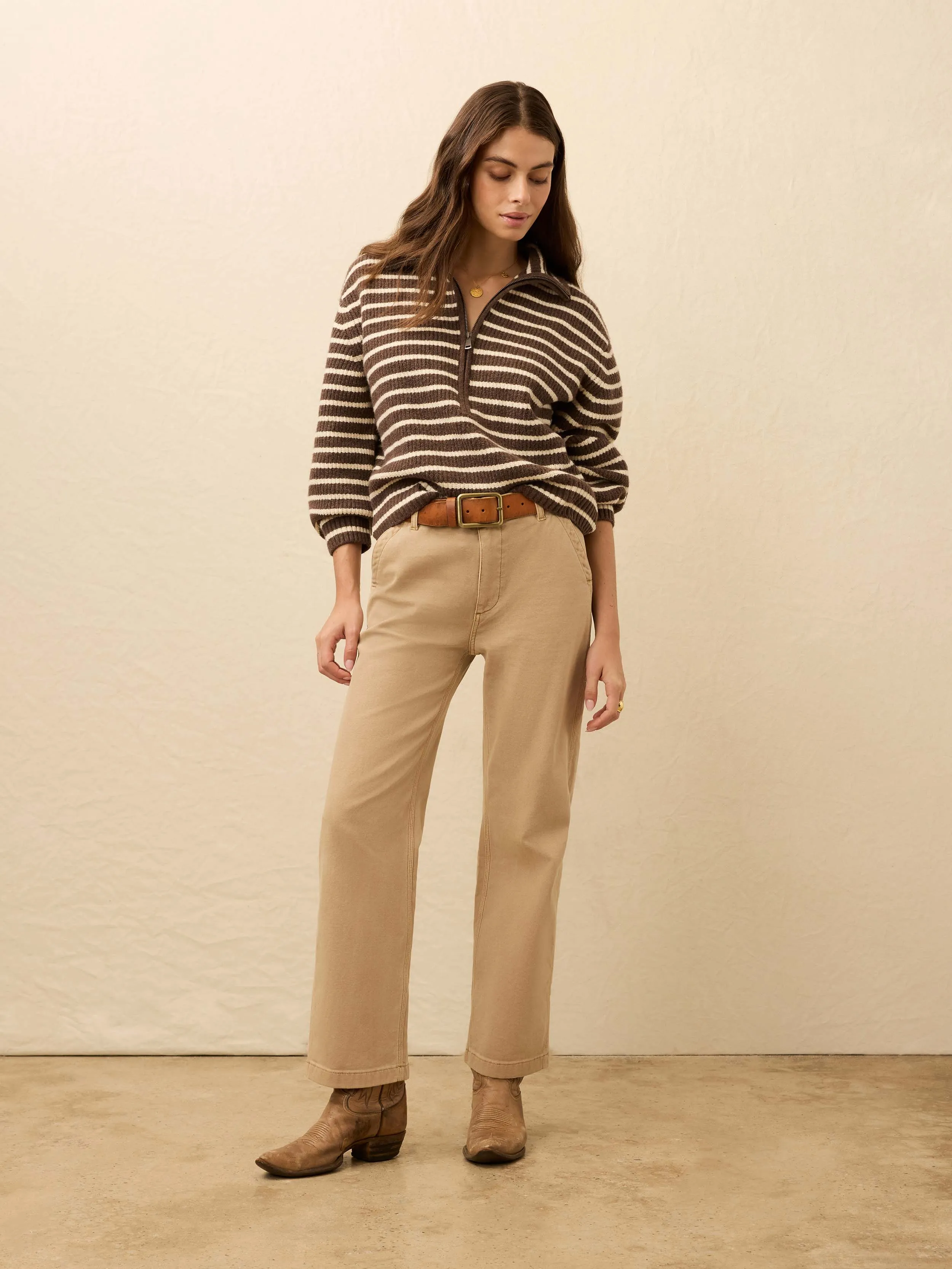 Jackson Quarter Zip - Mocha Stripe sold by Faherty product image thumbnail 3