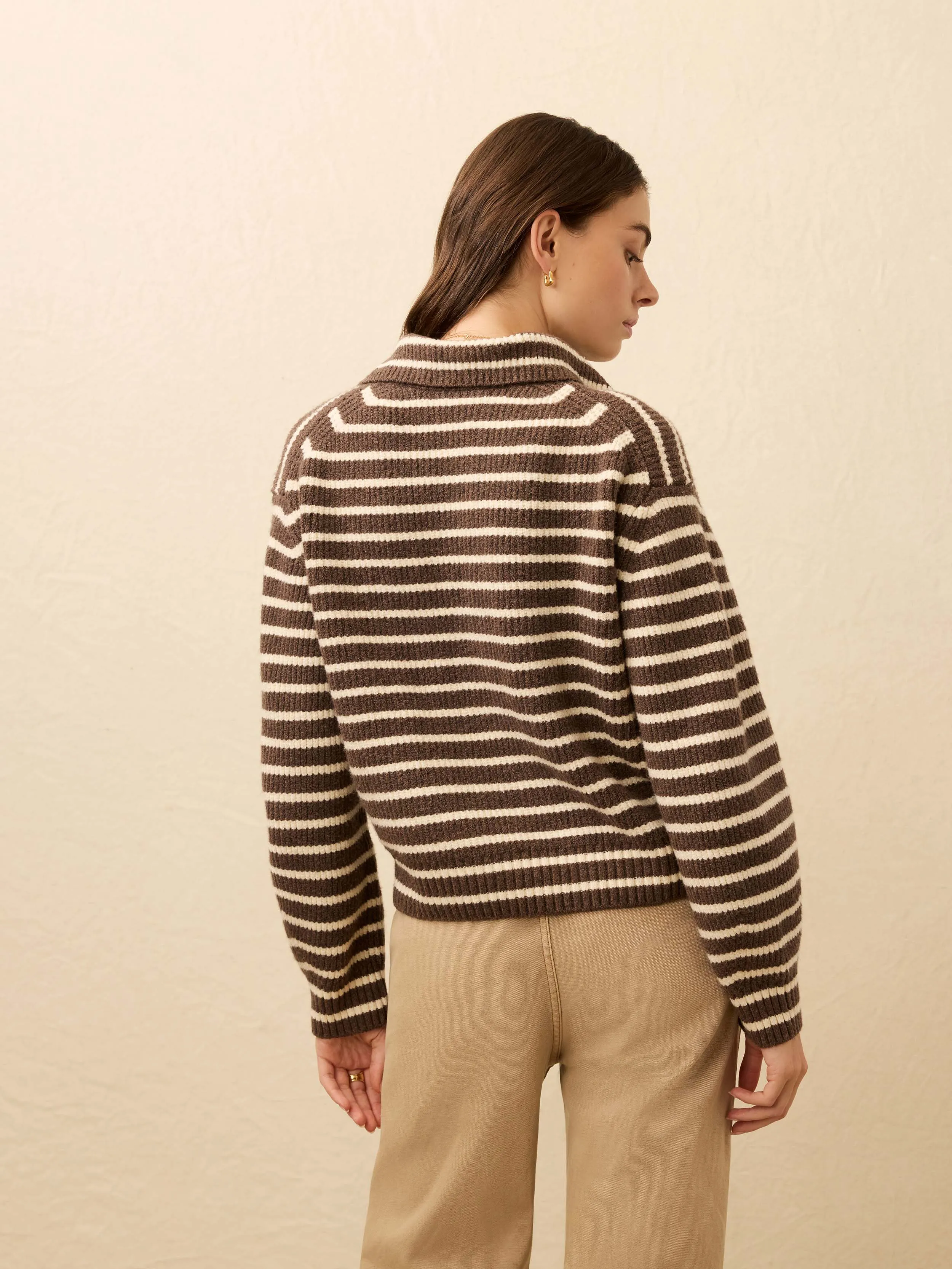 Jackson Quarter Zip - Mocha Stripe sold by Faherty product image thumbnail 4