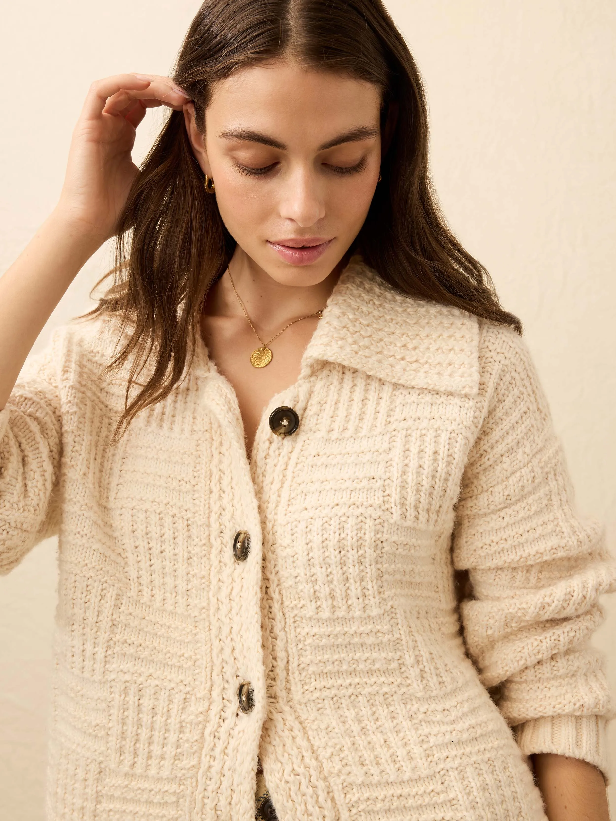 Heirloom Cotton Outback Cardigan - Cream sold by Faherty product image thumbnail 2