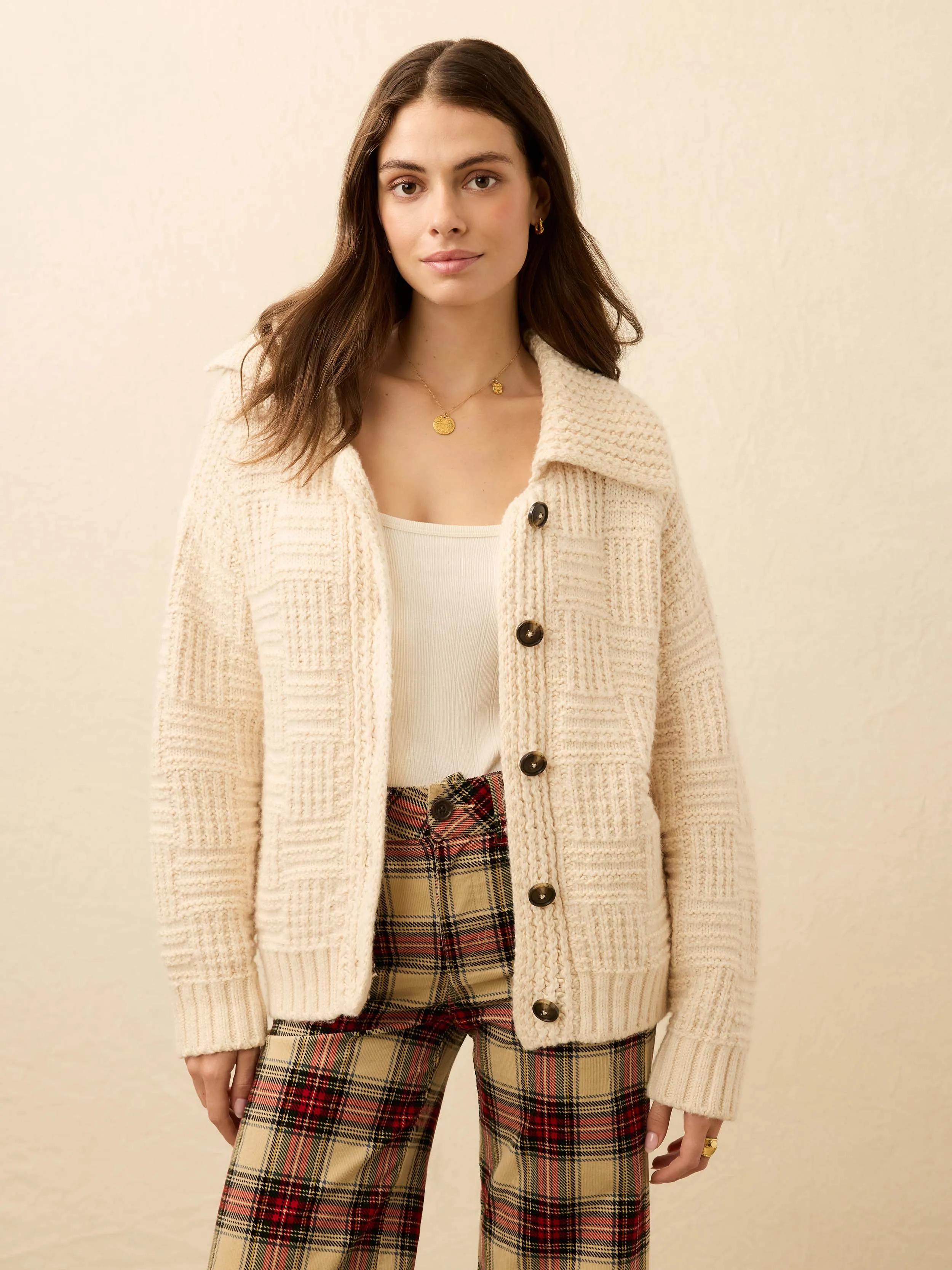 Heirloom Cotton Outback Cardigan - Cream sold by Faherty