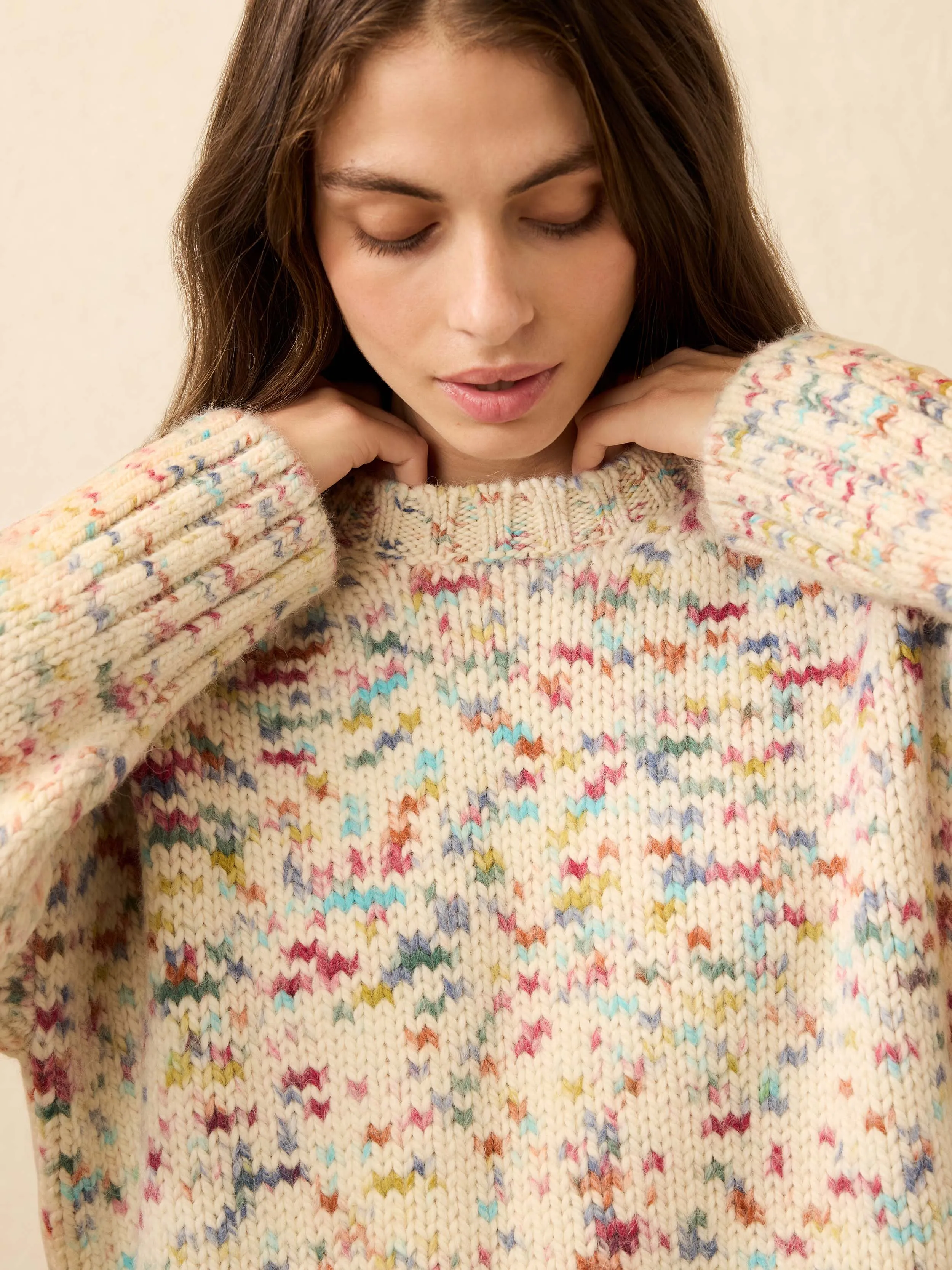 Superfine Alpaca Summit Sweater - Snow Sprinkle sold by Faherty product image thumbnail 5