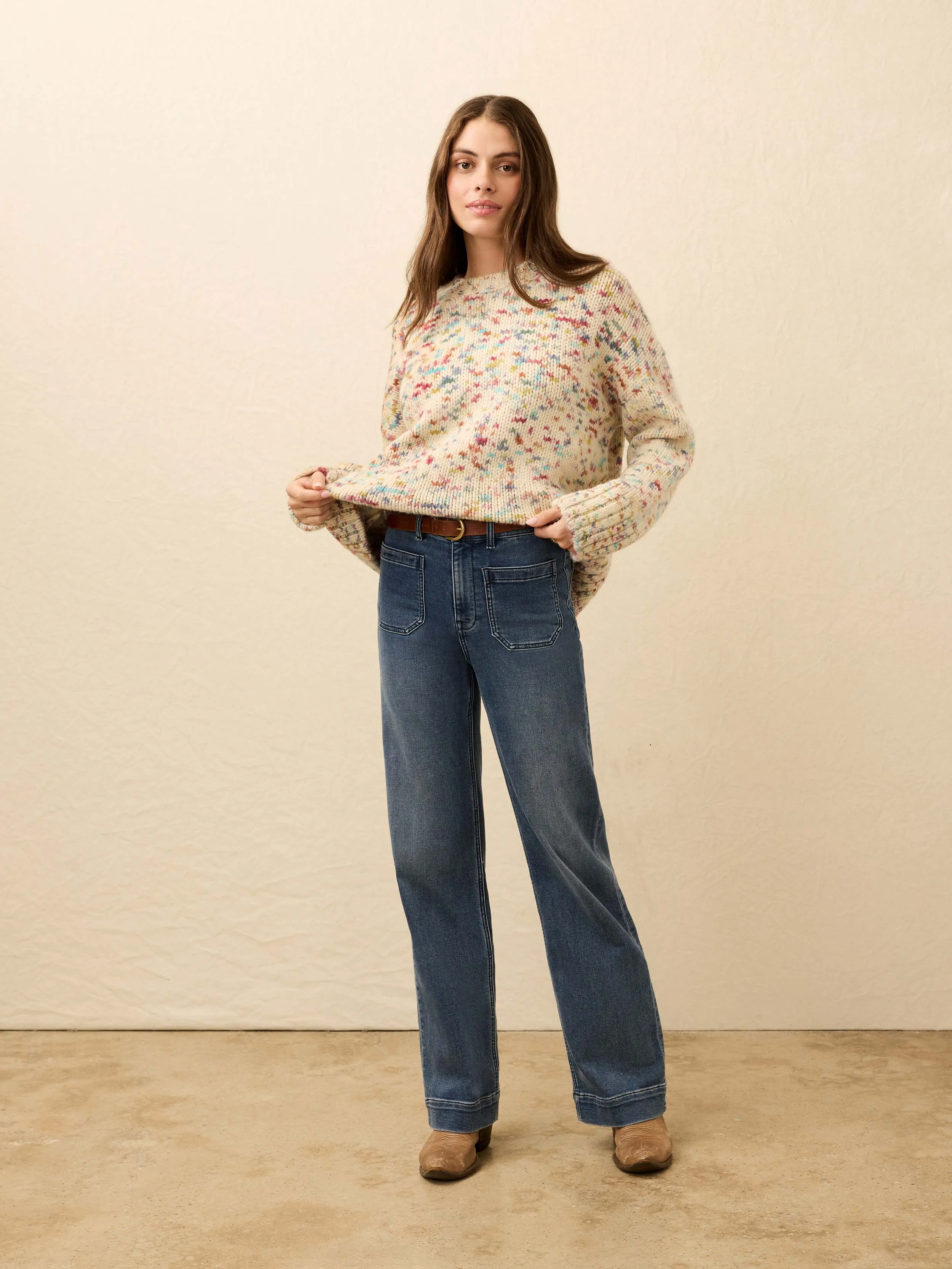 Superfine Alpaca Summit Sweater - Snow Sprinkle sold by Faherty product image thumbnail 3