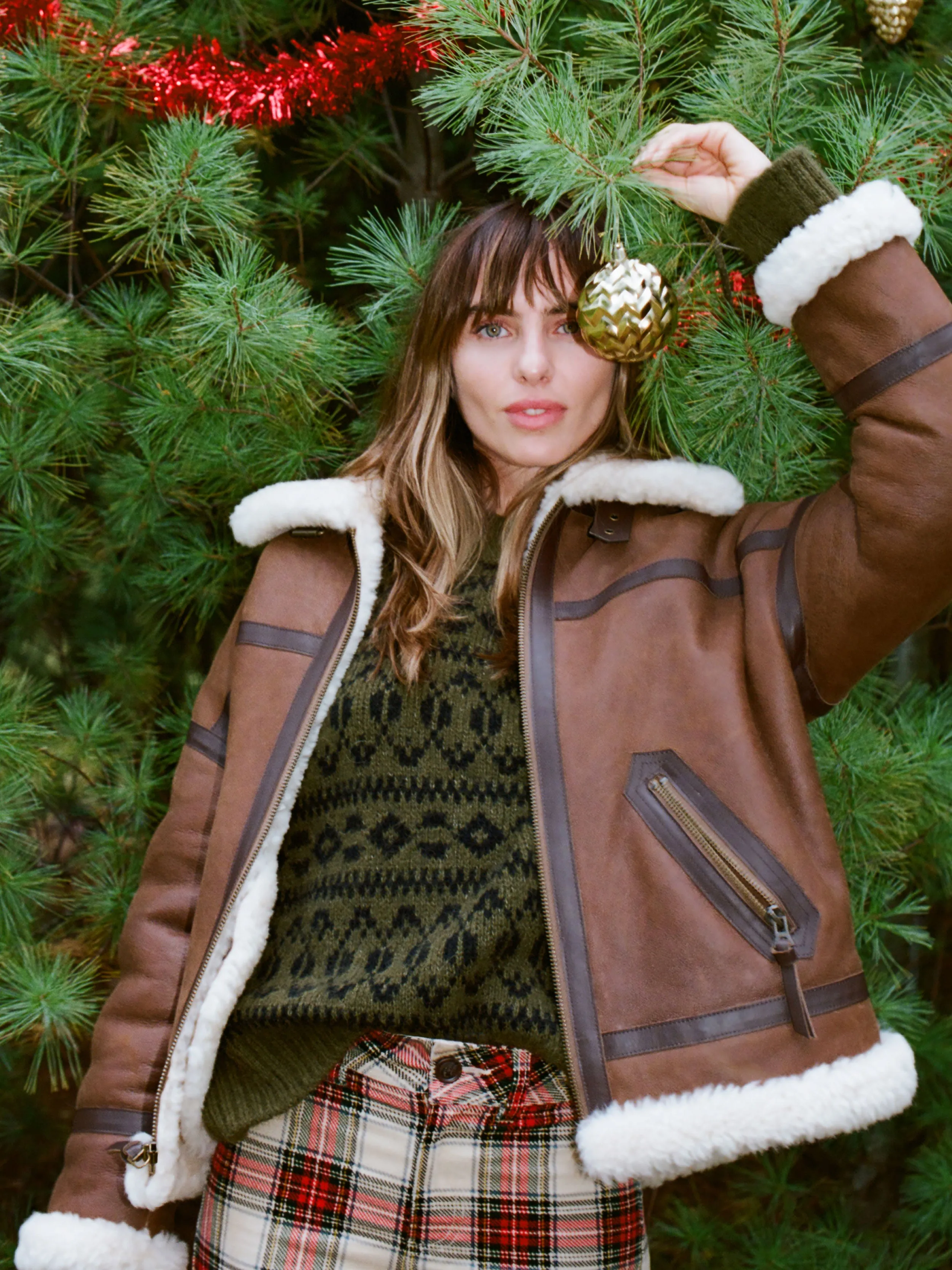 Sedona Shearling Flight Jacket - Brown sold by Faherty