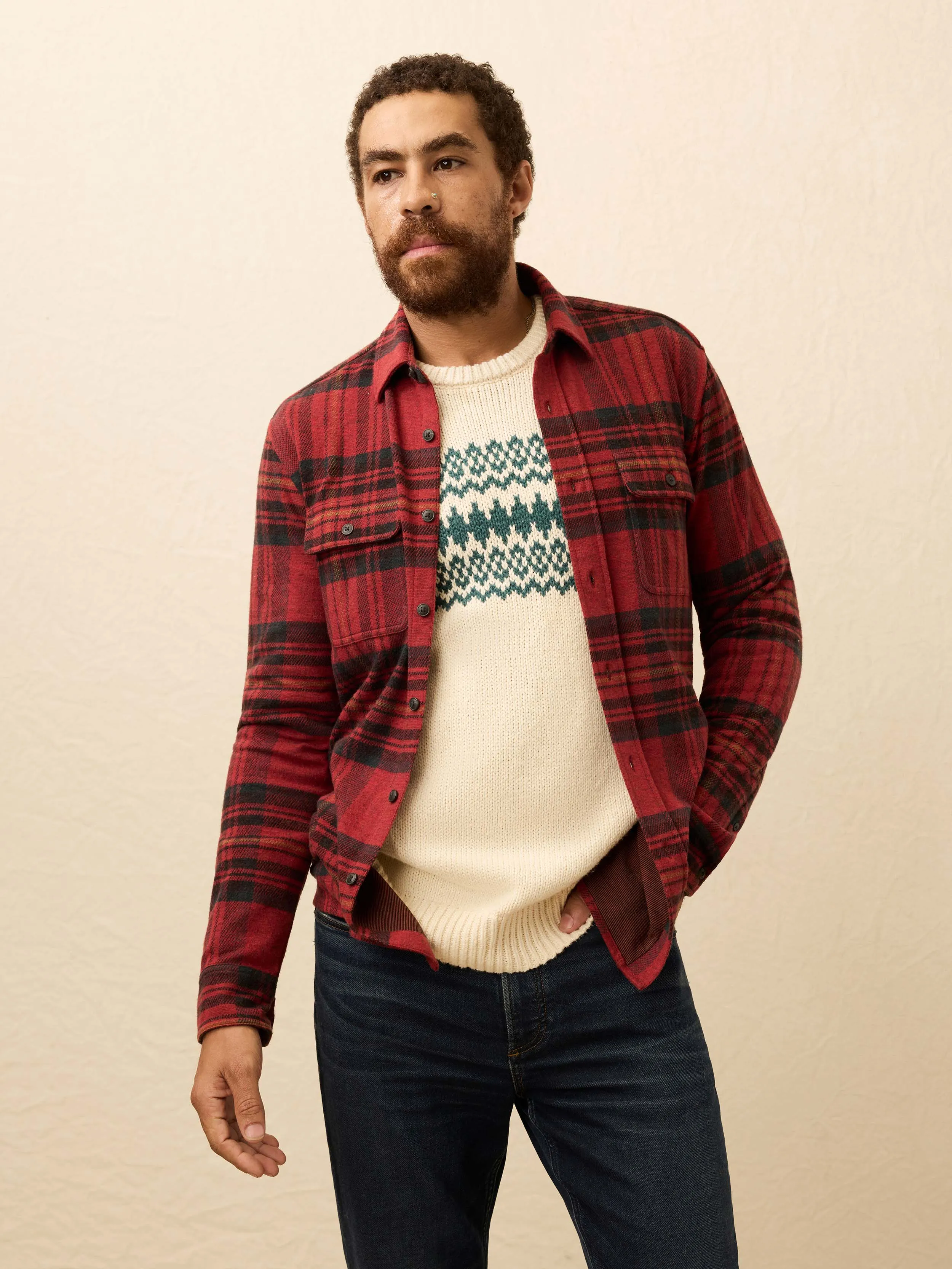 Legend™ Sweater Shirt - Red Cedar Plaid sold by Faherty