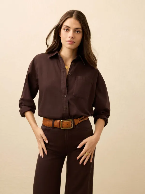 Sunfair Denim Shirt - Chocolate Brown sold by Faherty
