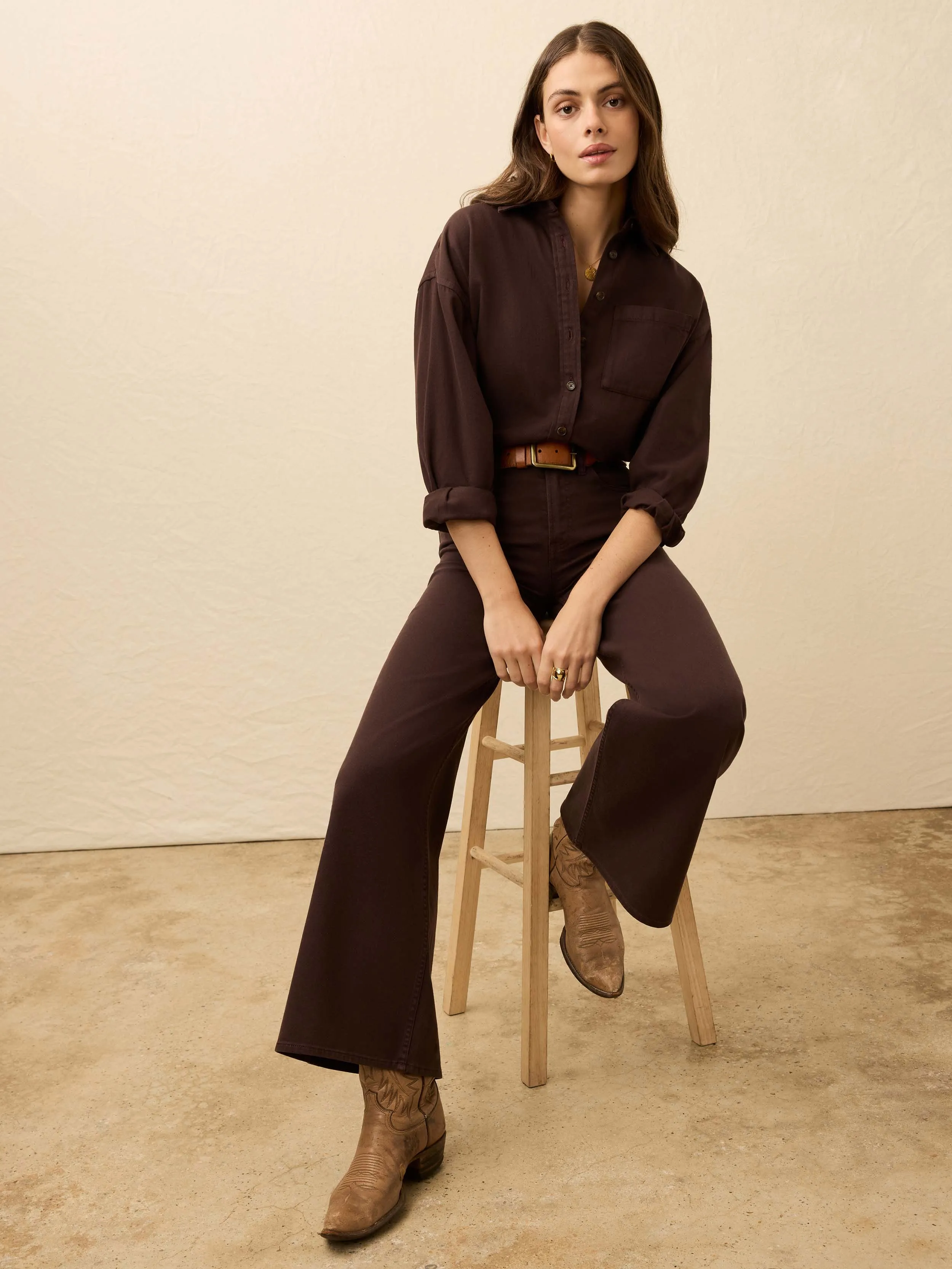 Sunfair Denim Shirt - Chocolate Brown sold by Faherty product image thumbnail 3