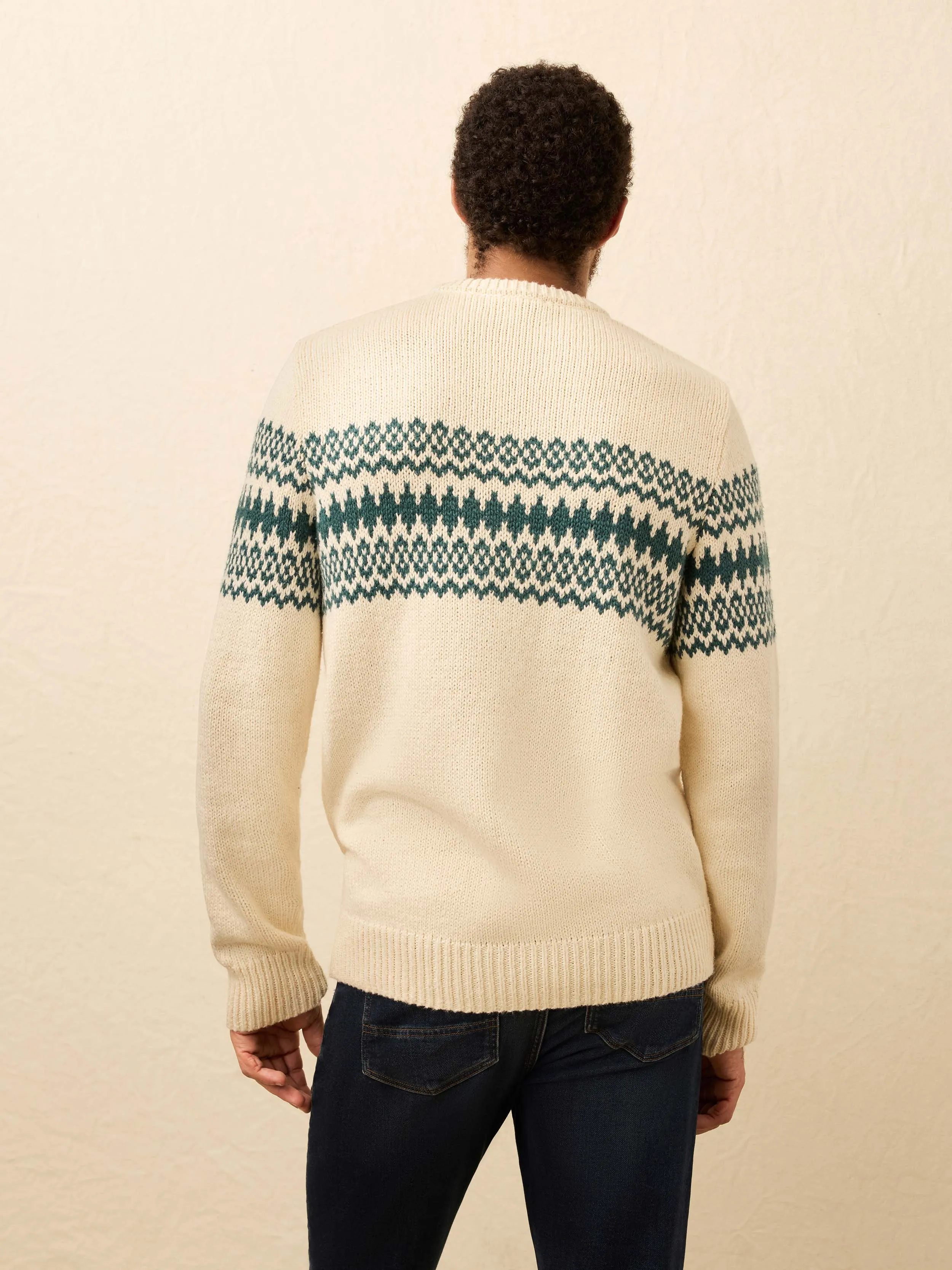 Heirloom Cotton Crewneck Sweater - Cream Forest Fairisle sold by Faherty product image thumbnail 3