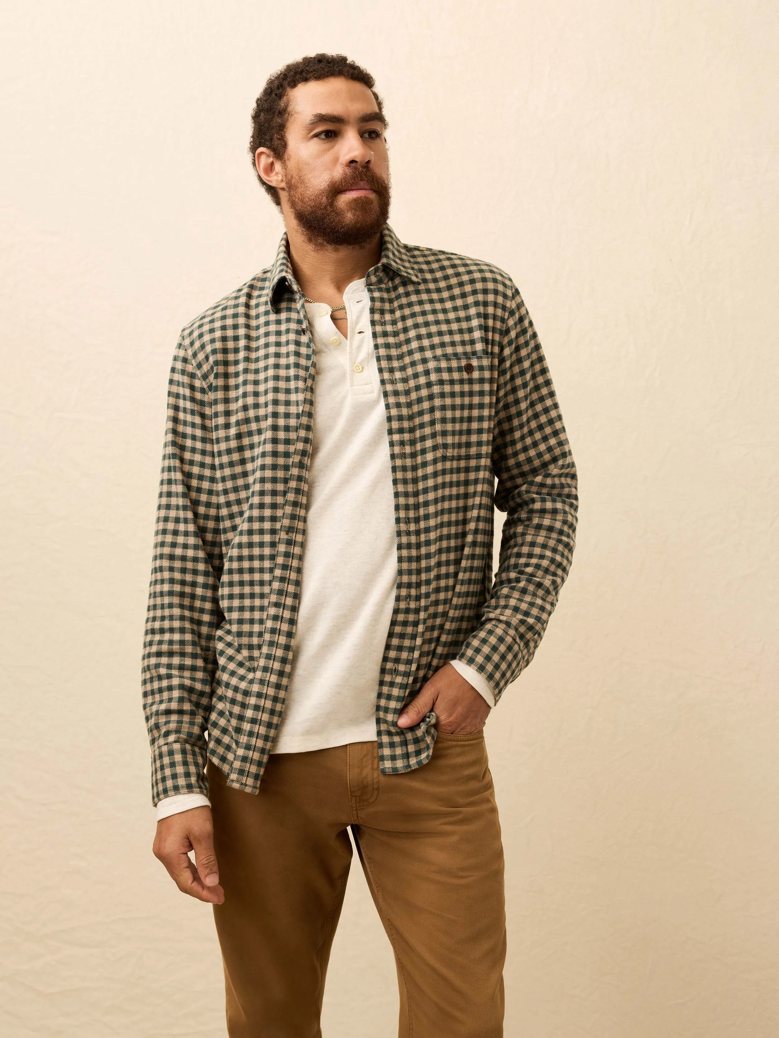 Super Brushed Flannel - Pinewood Gingham sold by Faherty