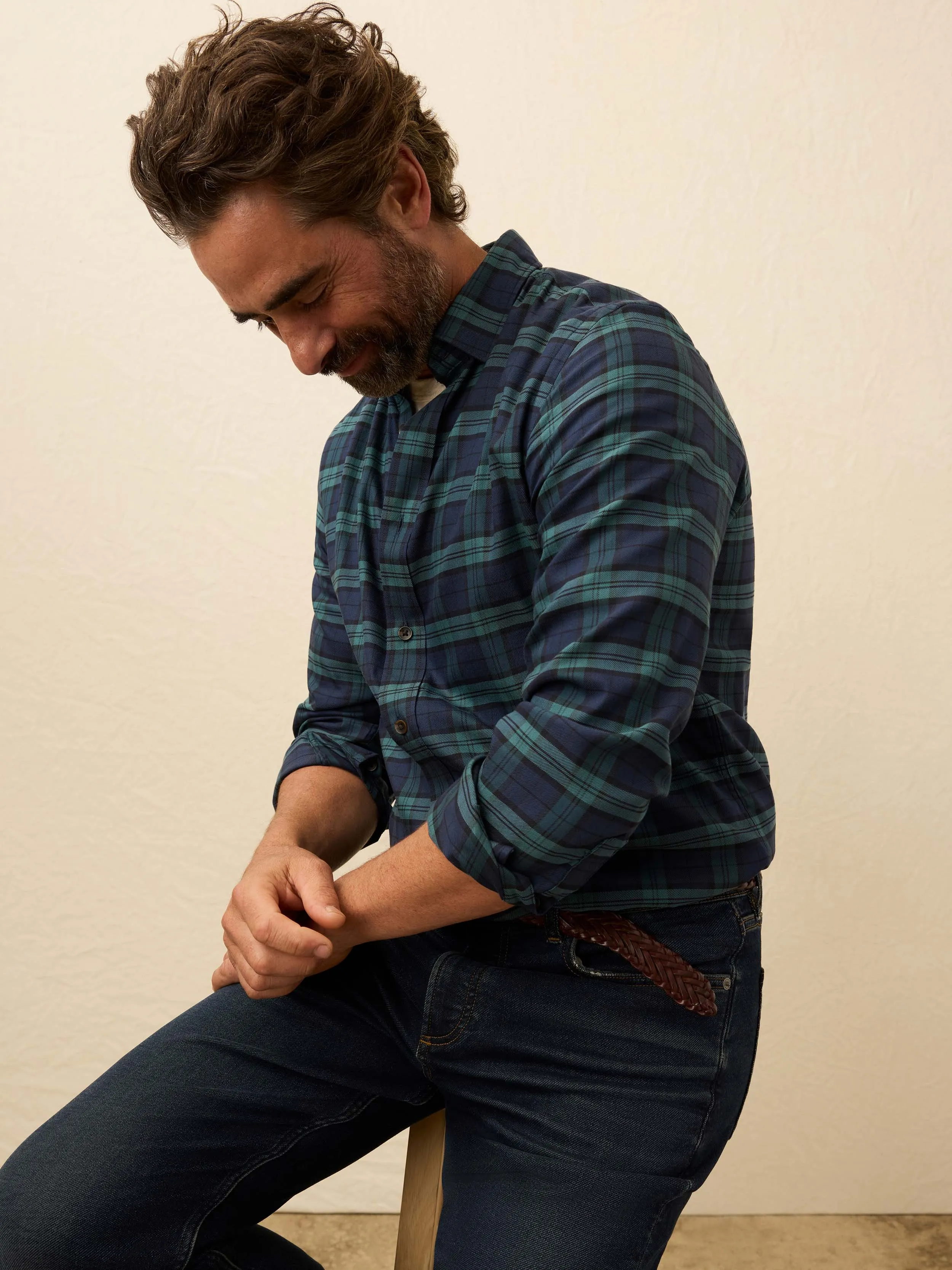 Soft Twill Movement™ Shirt - Harbor Blackwatch Plaid sold by Faherty