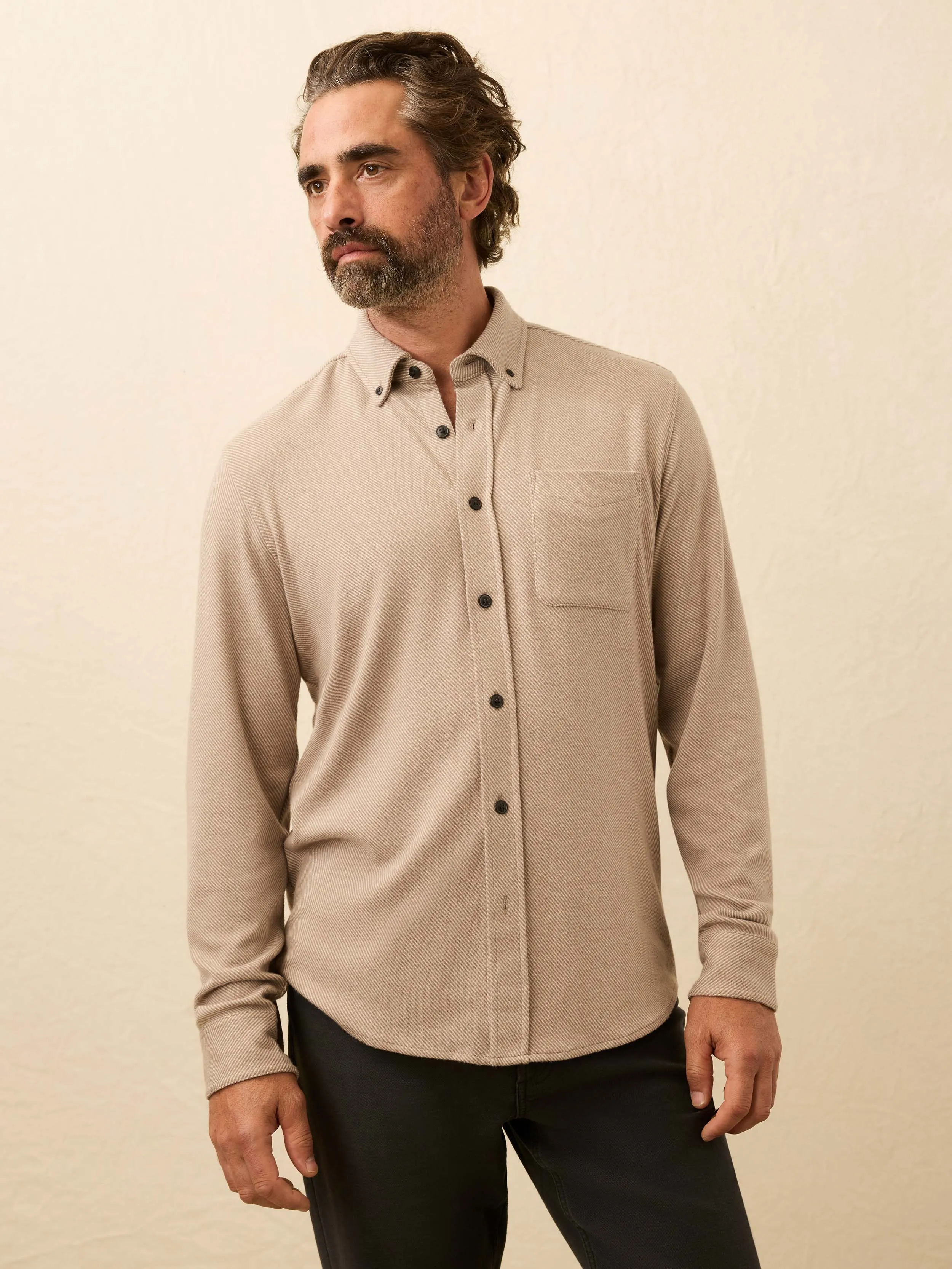 Legend™ Sweater Shirt (Single Pocket) - Timber Twill sold by Faherty