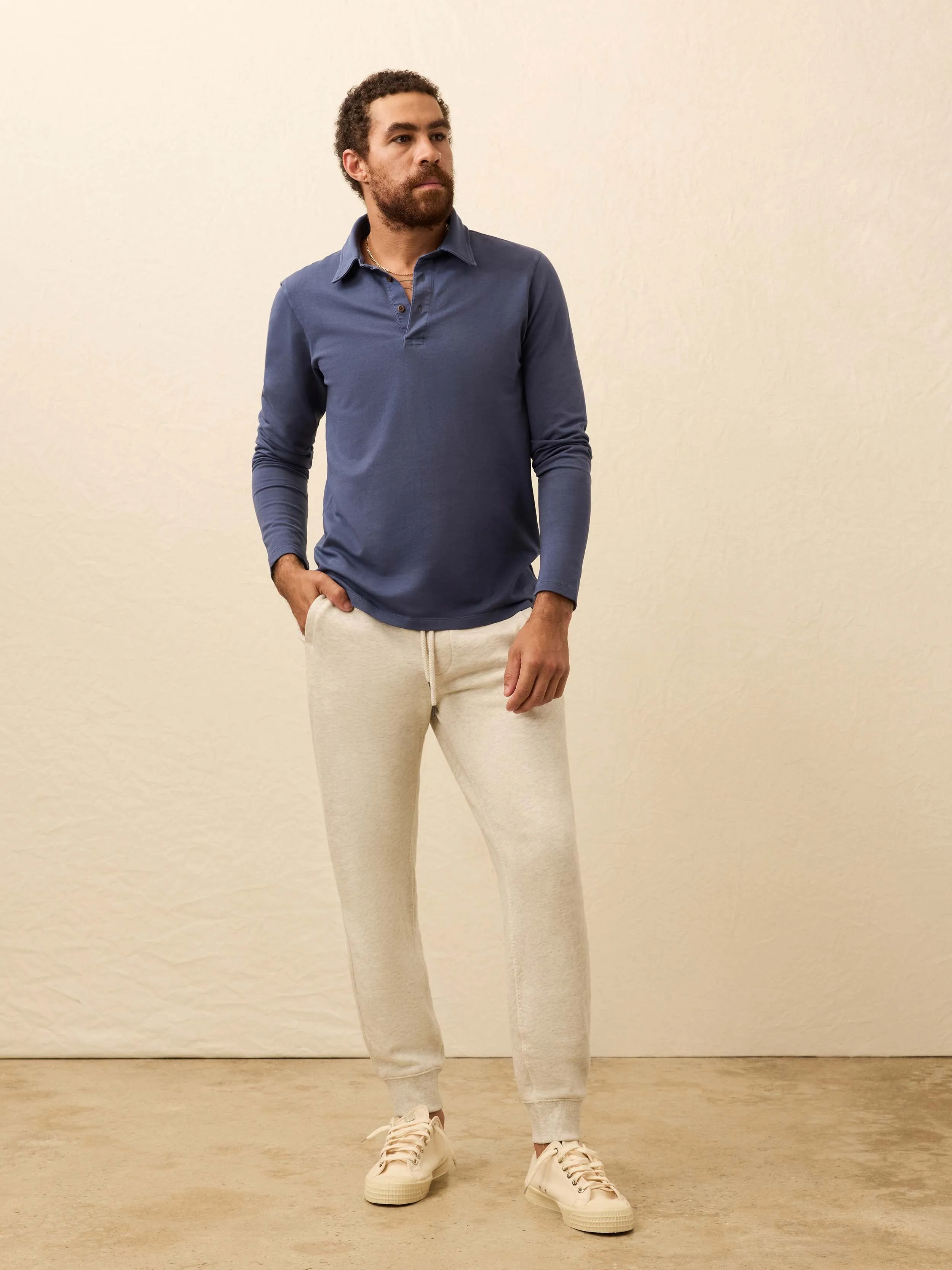 Long-Sleeve Field Knit Polo - Blue Nights sold by Faherty product image thumbnail 5