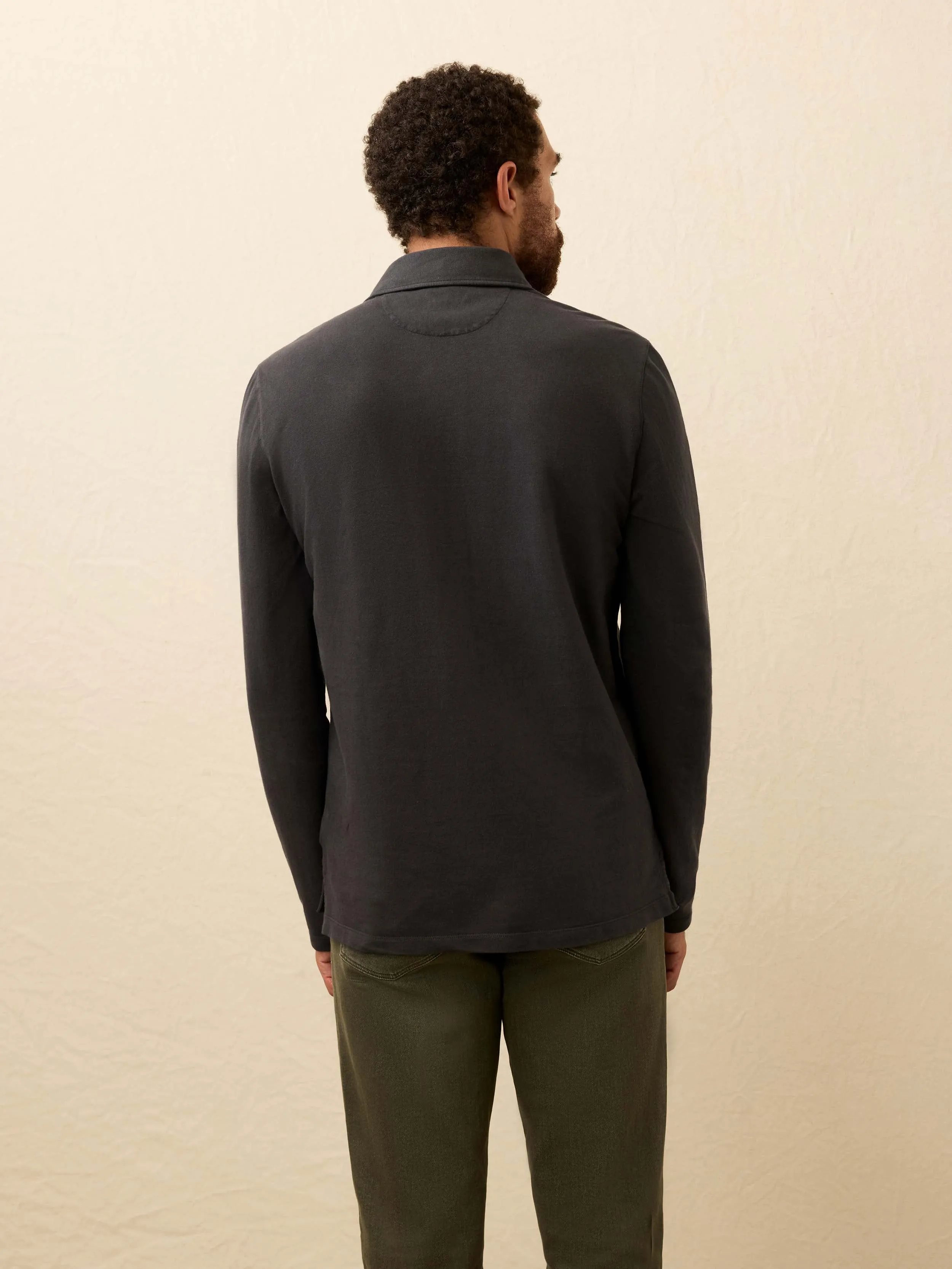 Long-Sleeve Field Knit Polo - Washed Charcoal sold by Faherty product image thumbnail 5