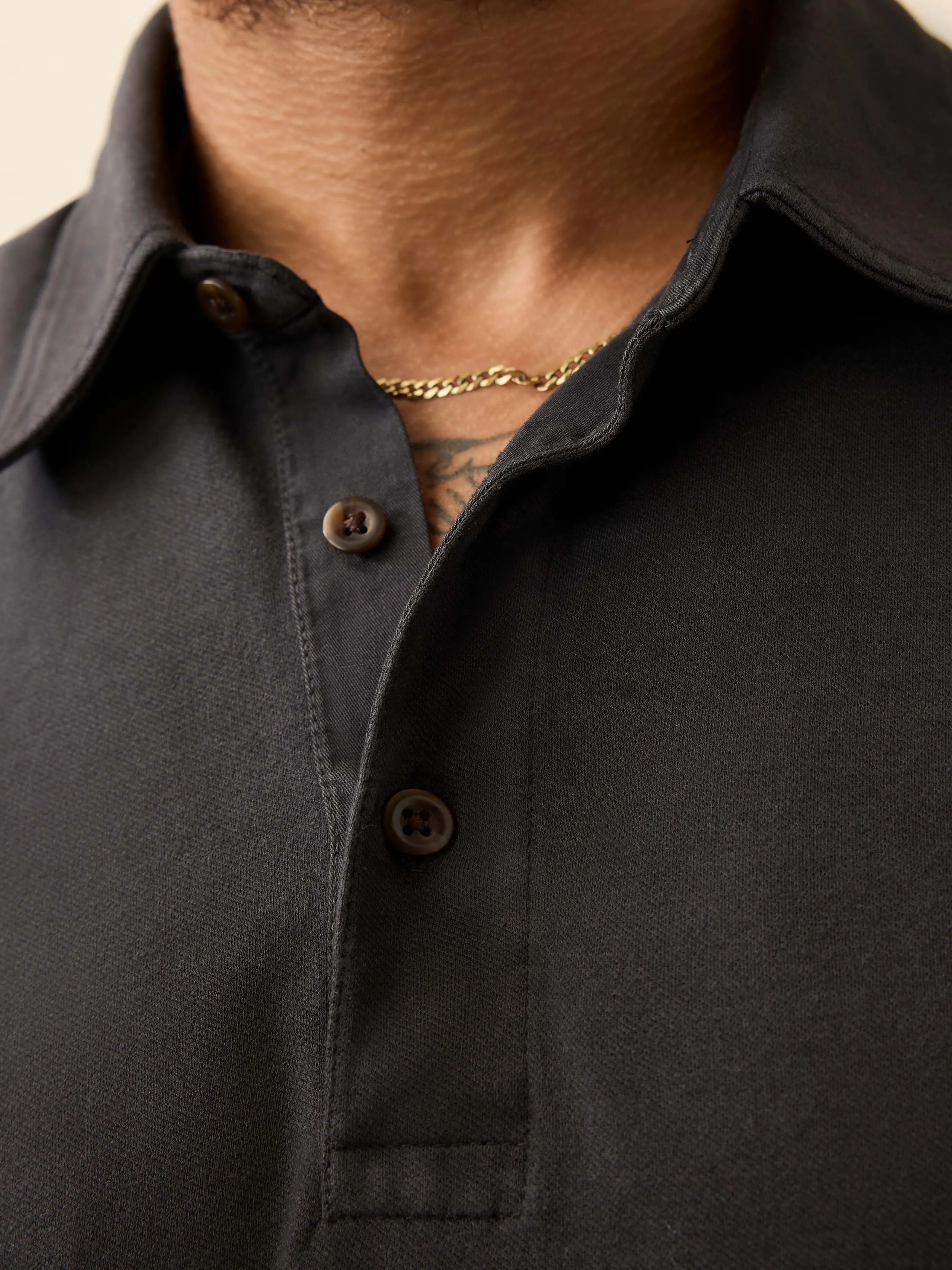 Long-Sleeve Field Knit Polo - Washed Charcoal sold by Faherty product image thumbnail 2