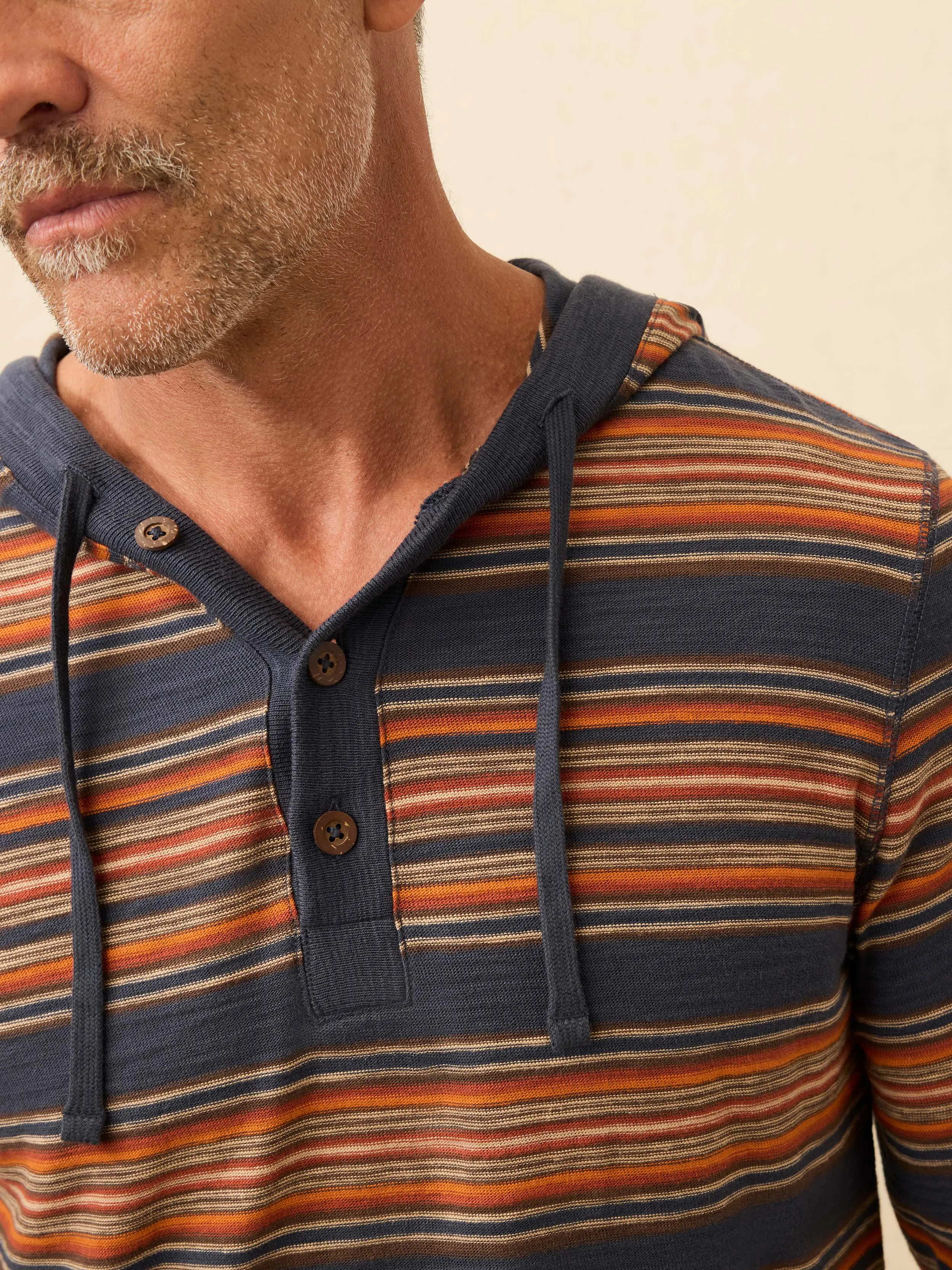 Sunwashed Organic Hoodie - Nighttime Fire Stripe sold by Faherty product image thumbnail 3