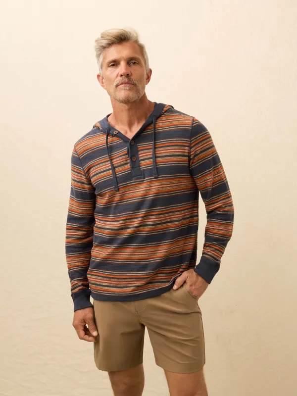 Sunwashed Slub Hoodie - Nighttime Fire Stripe sold by Faherty