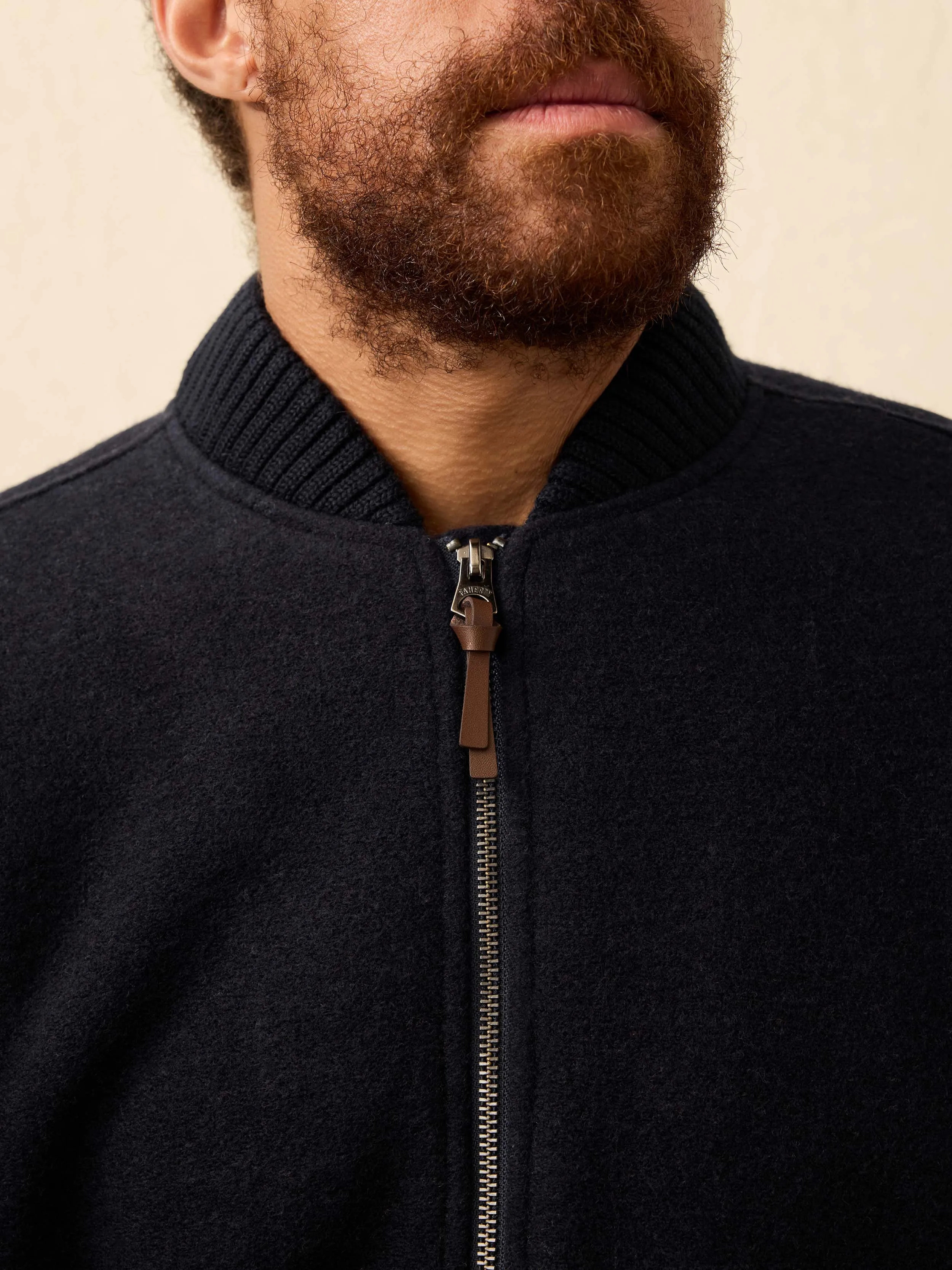 Range Fleece Lined Bomber - Navy Shadow Twill sold by Faherty product image thumbnail 2