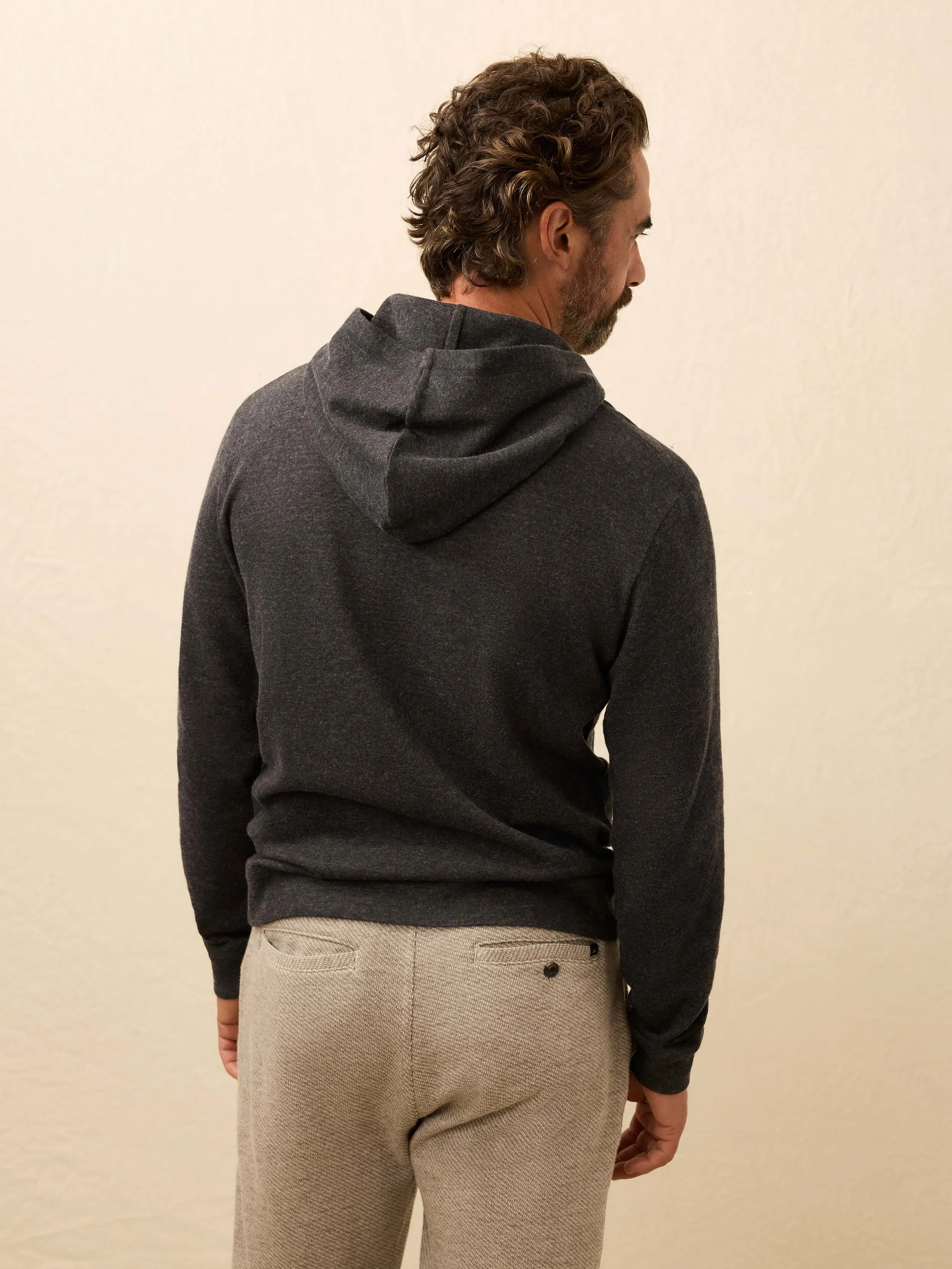 Aspen Lounge Cashmere Hoodie - Coal Smoke Melange sold by Faherty product image thumbnail 5