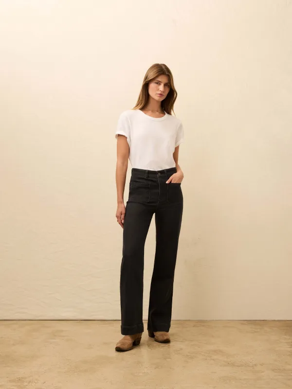 Stretch Terry Patch Pocket Ankle Pant - Onyx Black sold by Faherty