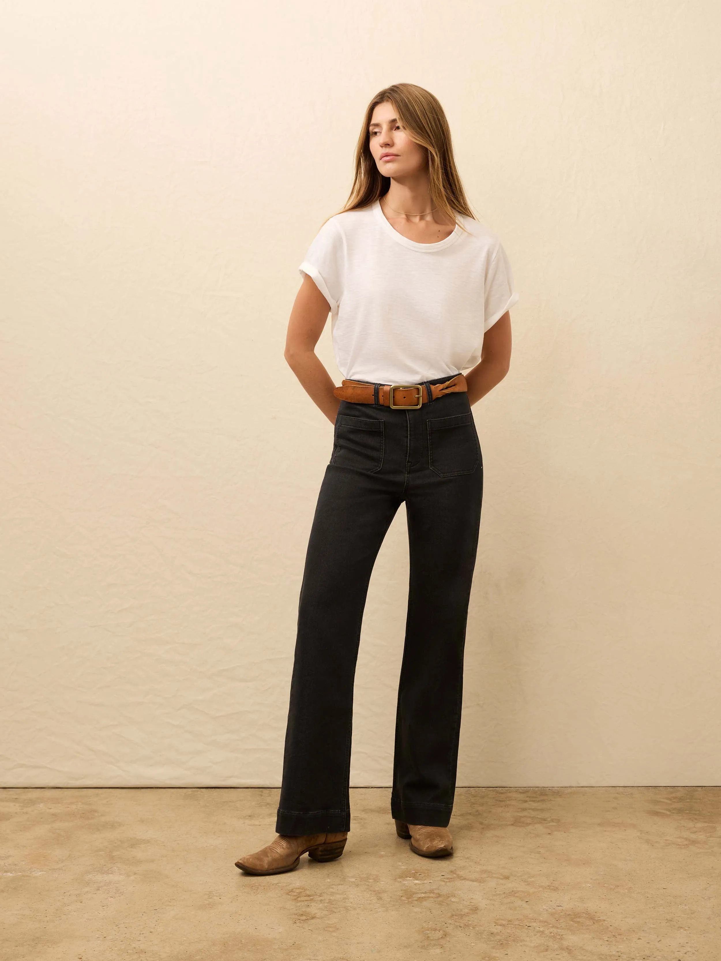 Stretch Terry Patch Pocket Ankle Pant - Onyx Black sold by Faherty product image thumbnail 2