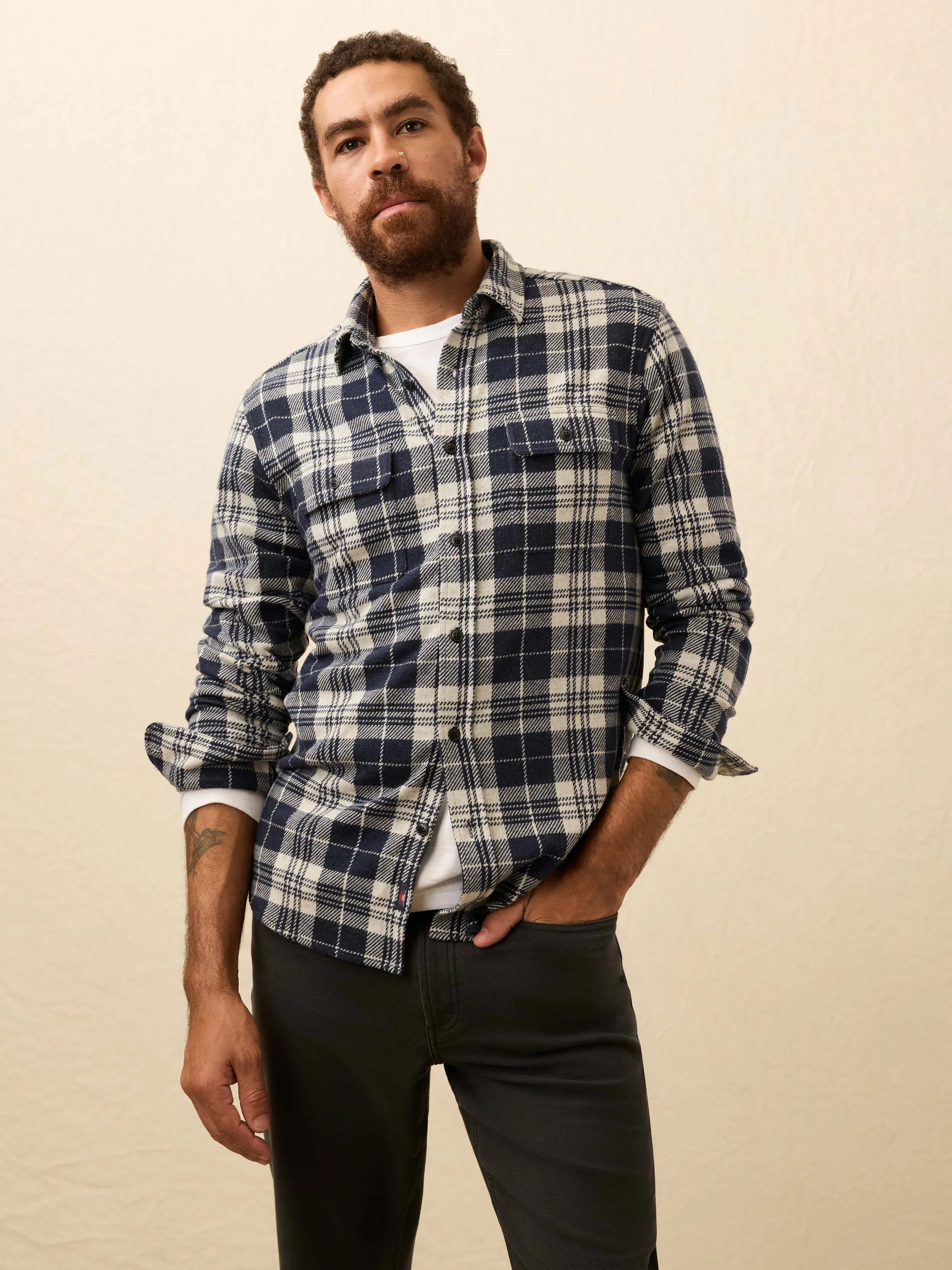Legend Sweater Shirt - Sapphire Lake Plaid sold by Faherty