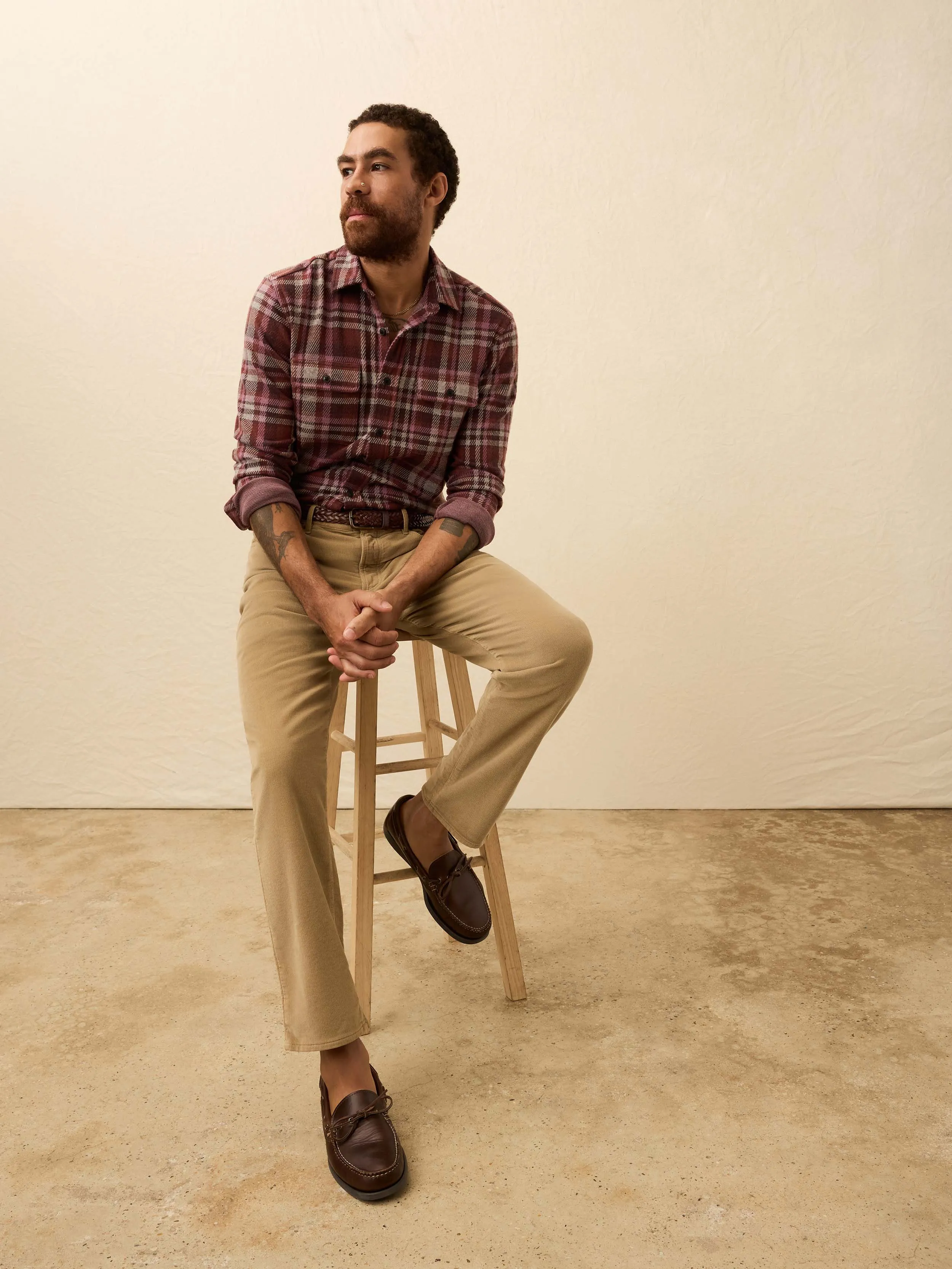 Legend™ Sweater Shirt - Burgundy Rose Plaid sold by Faherty product image thumbnail 2